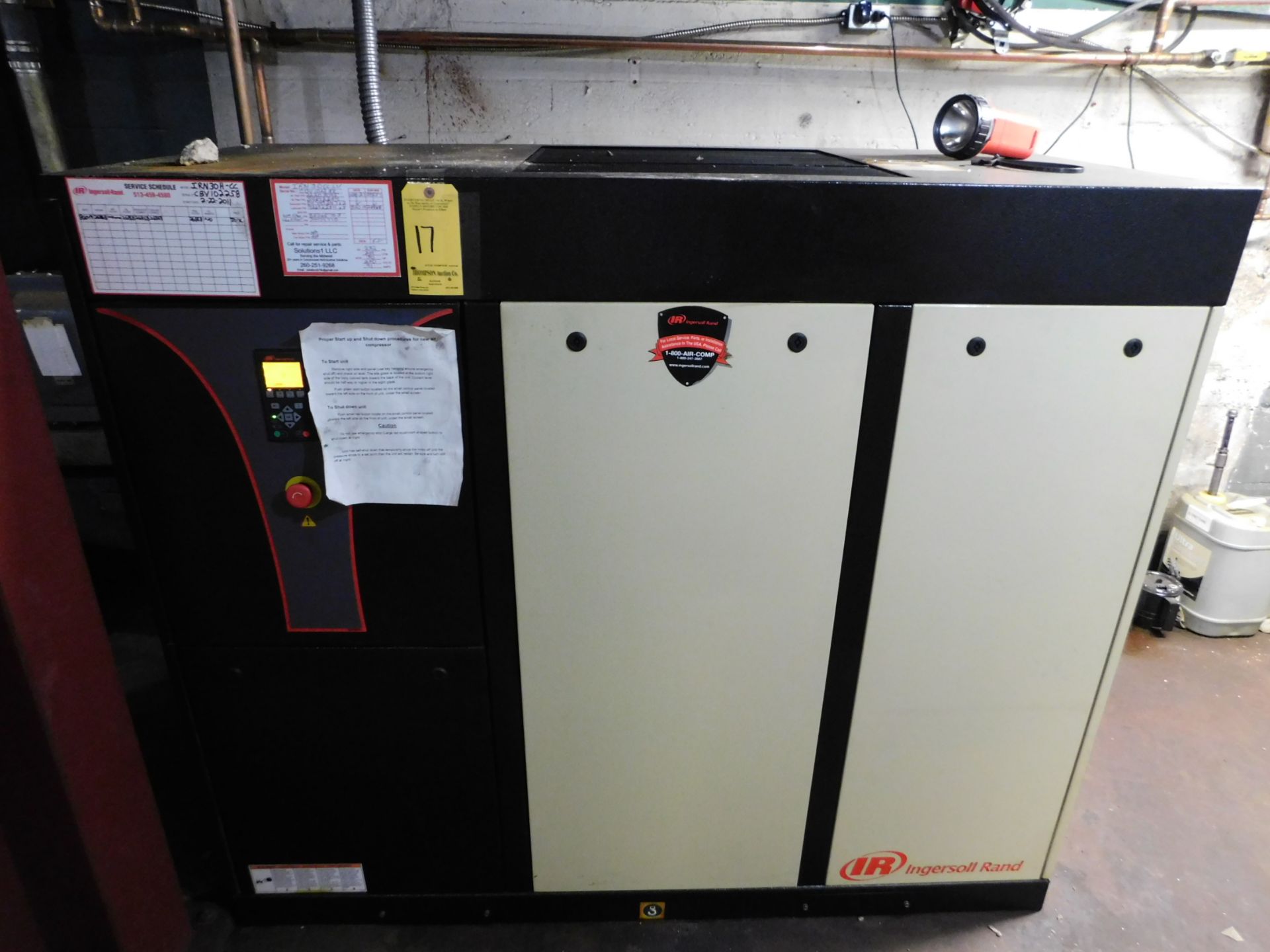 Ingersoll Rand SSR 30HP Air Compressor, Model IRN30H-CC, SN CBV102258