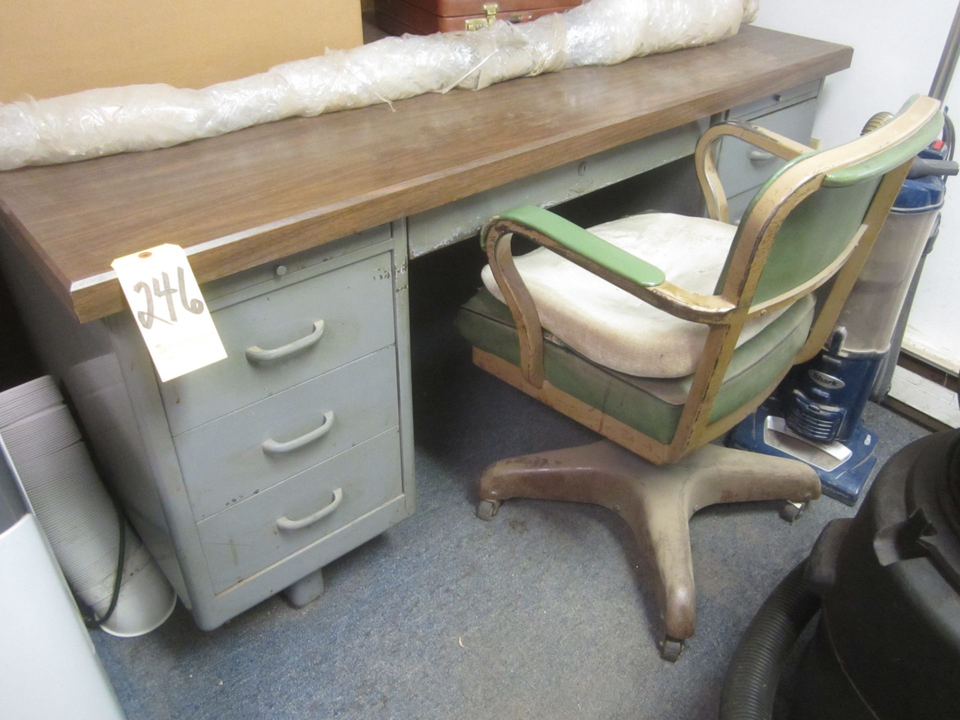 Double Pedestal Metal Desk with Chair