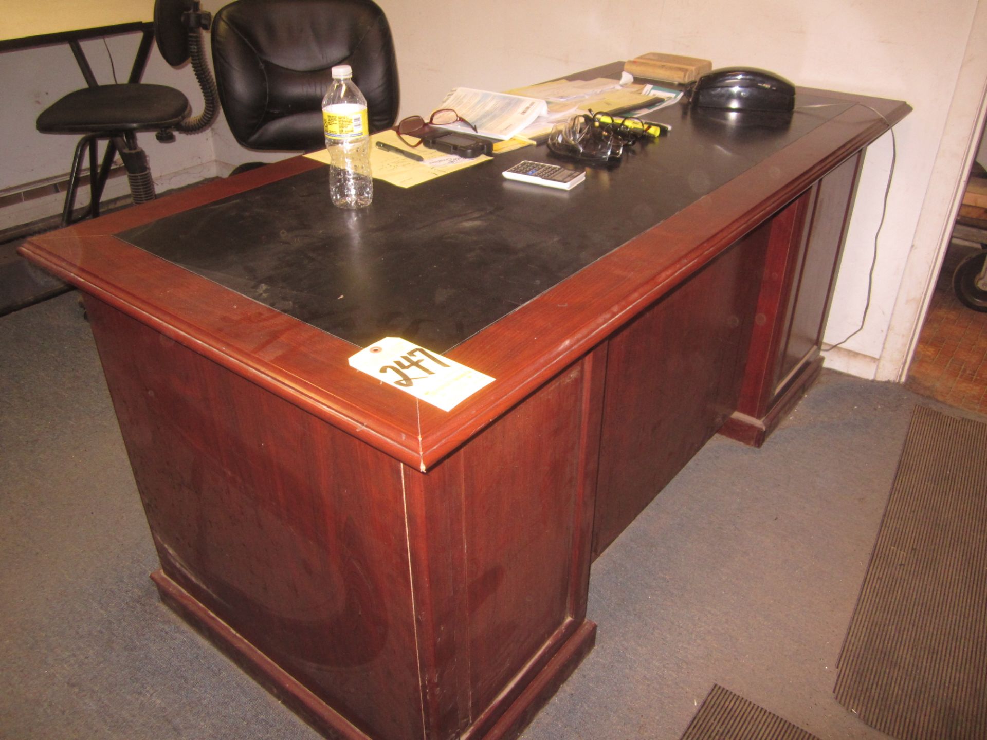 Double Pedestal Wood Desk with Chair