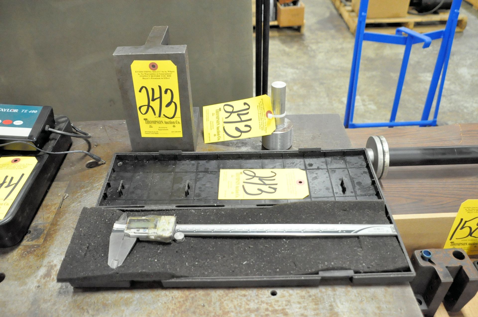 Lot-(1) Mitutoyo Absolute 12" Digital Caliper with Case, (1) Thread Gage and (1) 4 1/2" x 8" x 5"