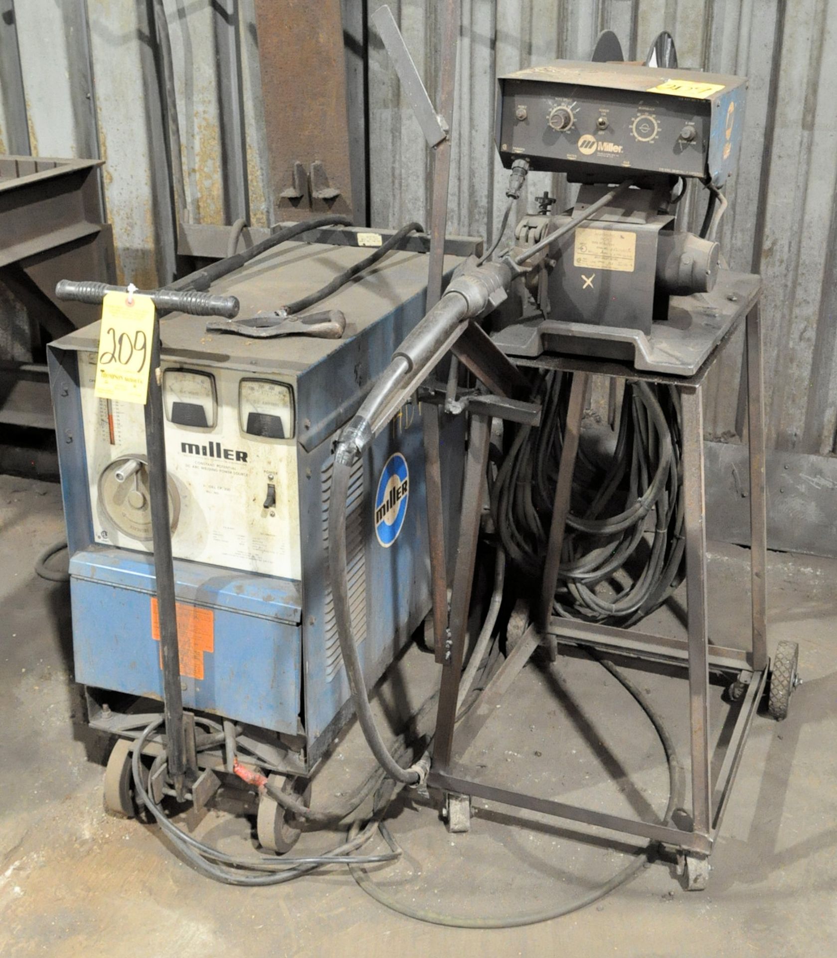 Miller CP-300, 300-Amp Capacity CP DC Arc Welding Power Source, S/n JB566350, with Leads, on Wheels,