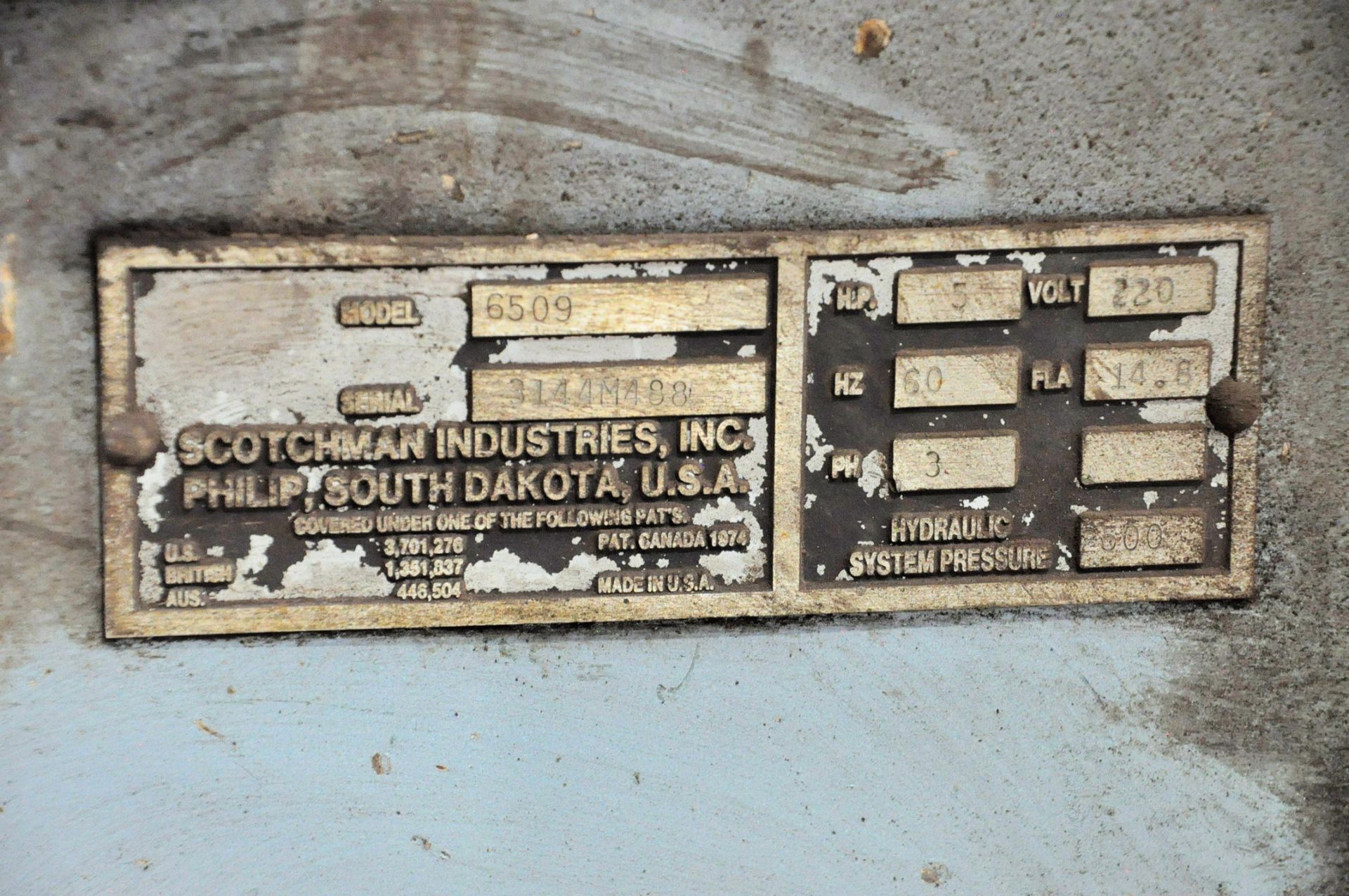 Scotchman Model 6509 Hydraulic Ironworker, 65-Ton Capacity, S/n N/a, 6" x 6" x 3/8" Angles, 24" x - Image 7 of 9