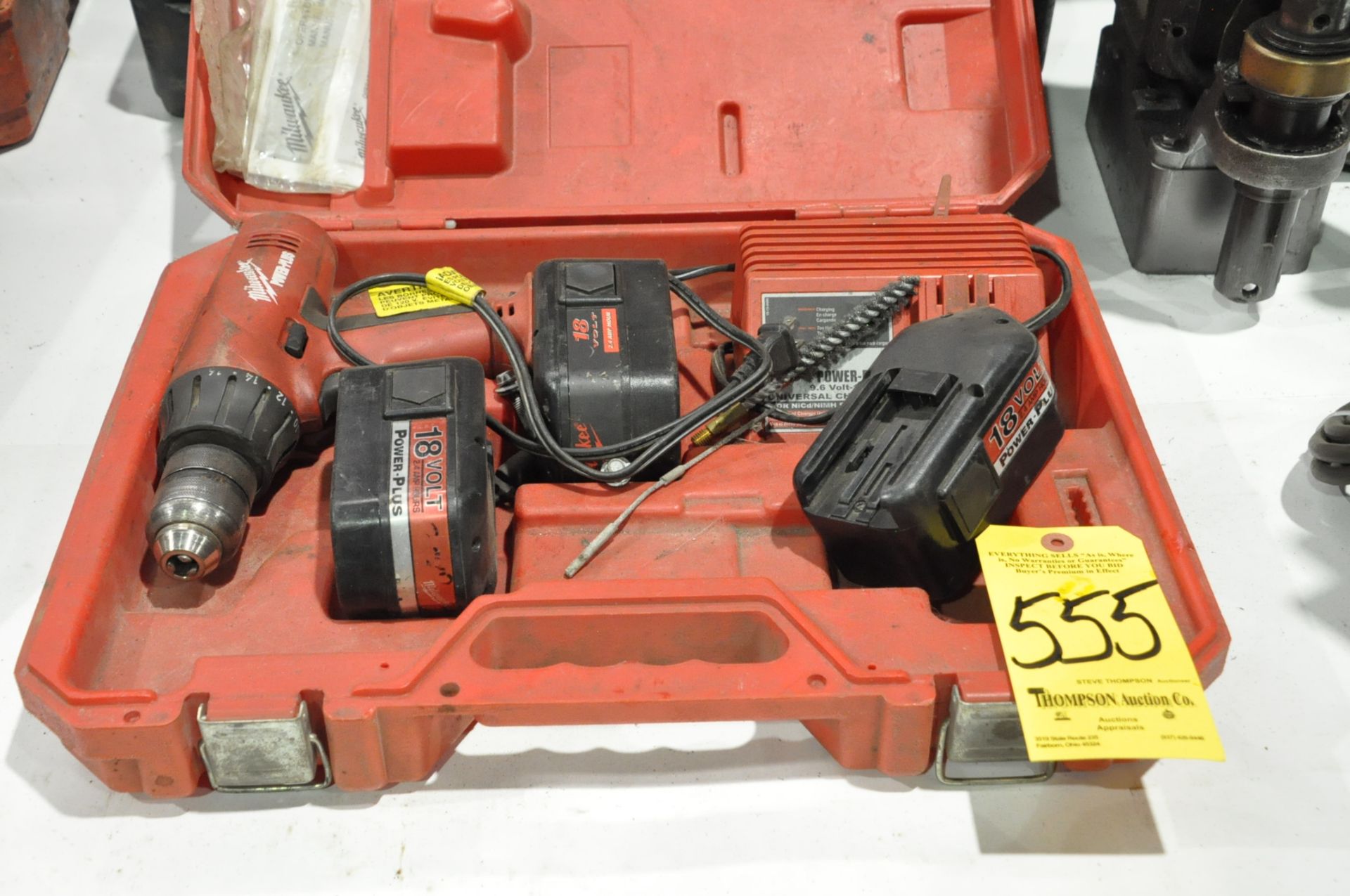 Lot-(1) Milwaukee 18-Volt Cordless Drill with (3) Batteries and (1) Charger in (1) Box