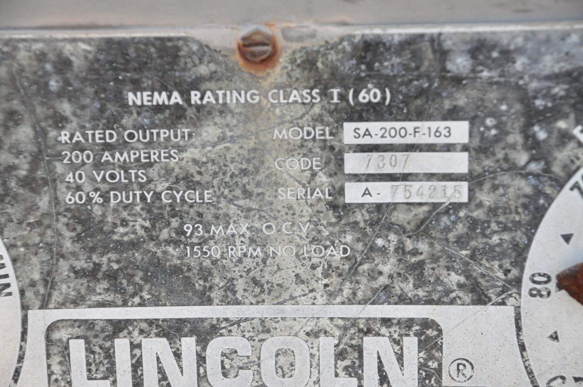 Lincoln Model SA-200, 200-Amp Capacity DC Arc Welder Power Source, S/n A754235, Diesel Engine - Image 4 of 4