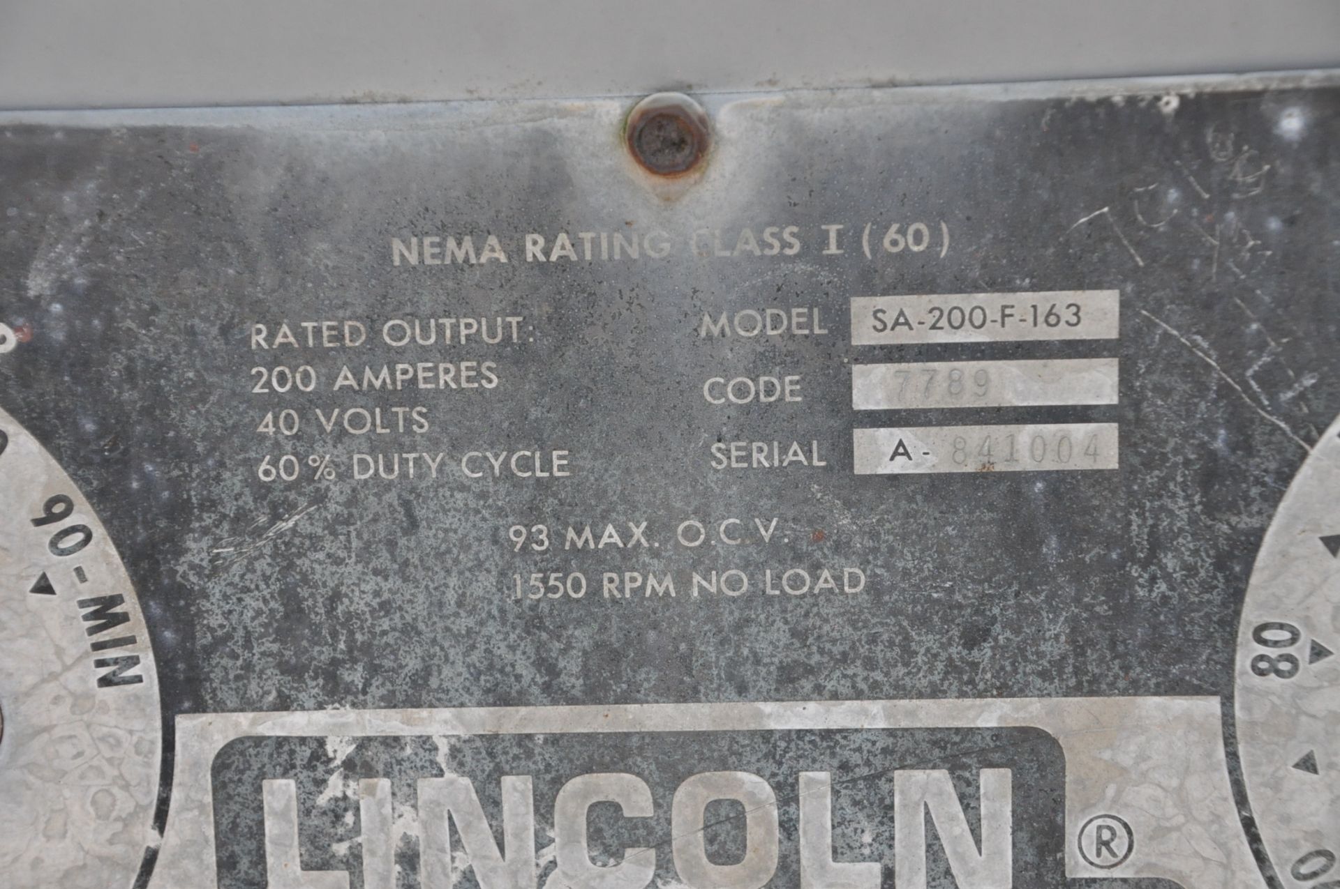 Lincoln Model SA-200, 200-Amp Capacity DC Arc Welder Power Source, S/n A841004, Diesel Engine - Image 4 of 4