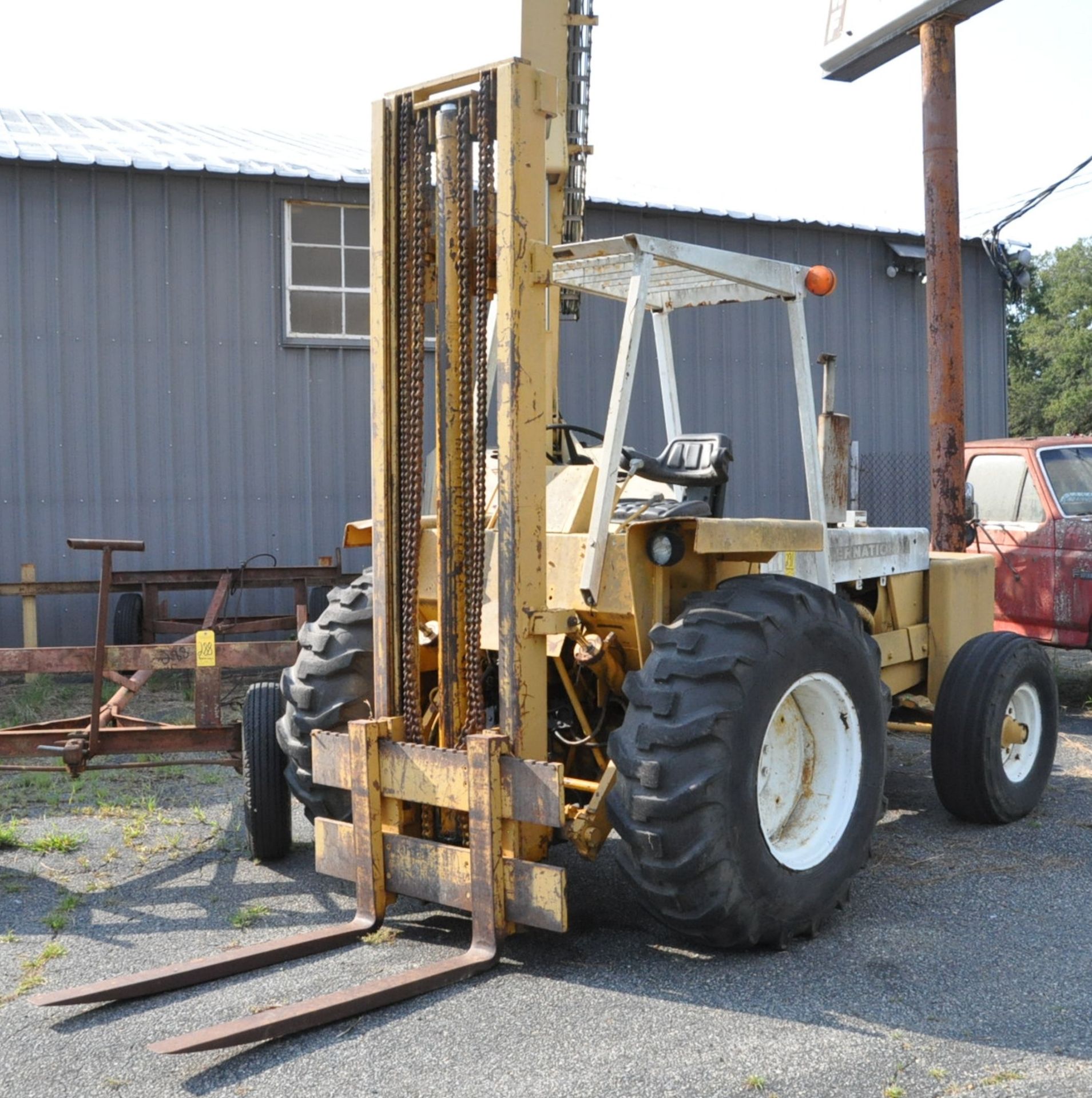 International Rough Terrain Fork Lift Truck, Approximately 96" Lift, Side Shift, 2-Stage Mast, 48"