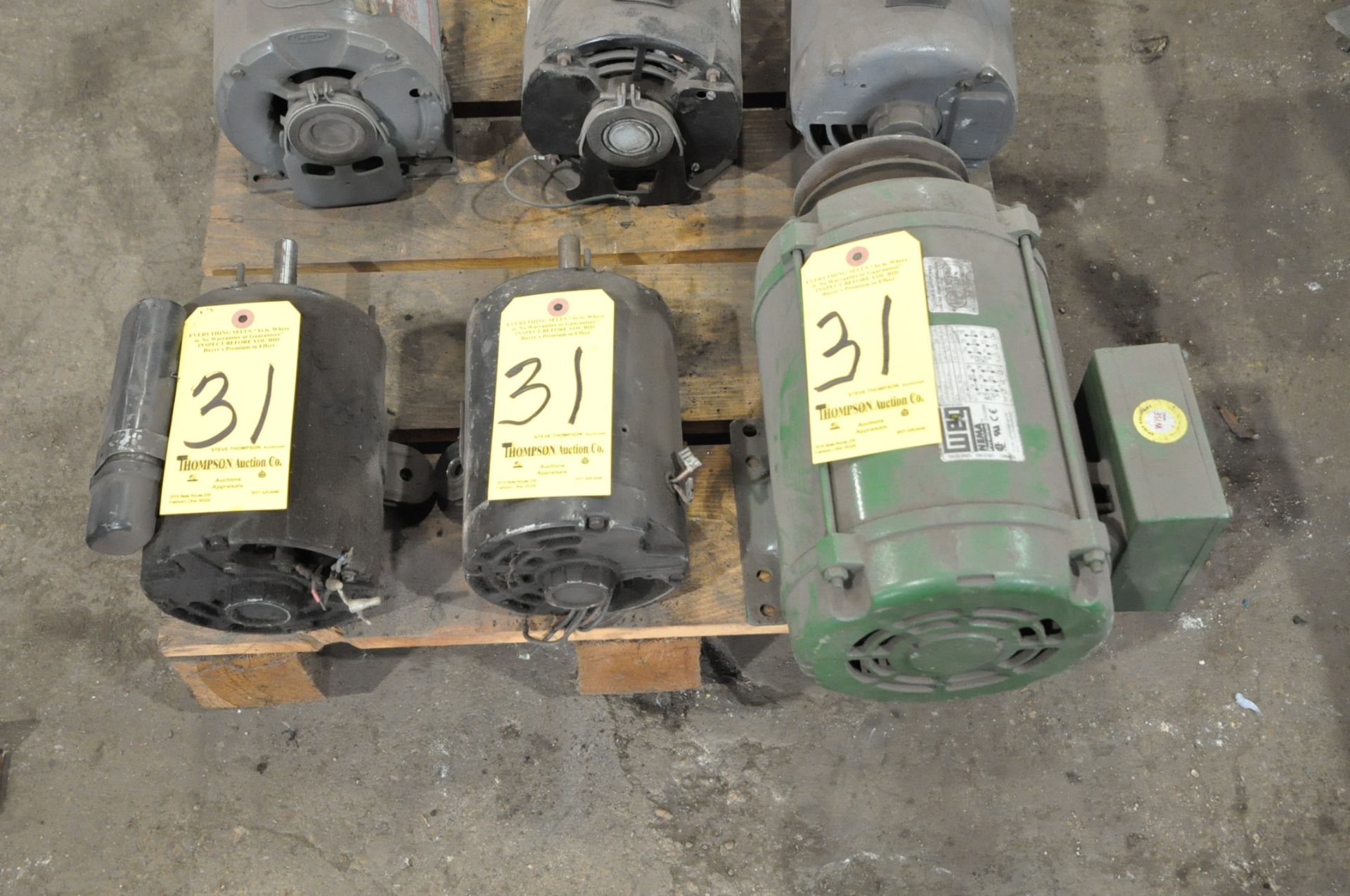 Lot-(3) Various Electric Motors in (1) Row