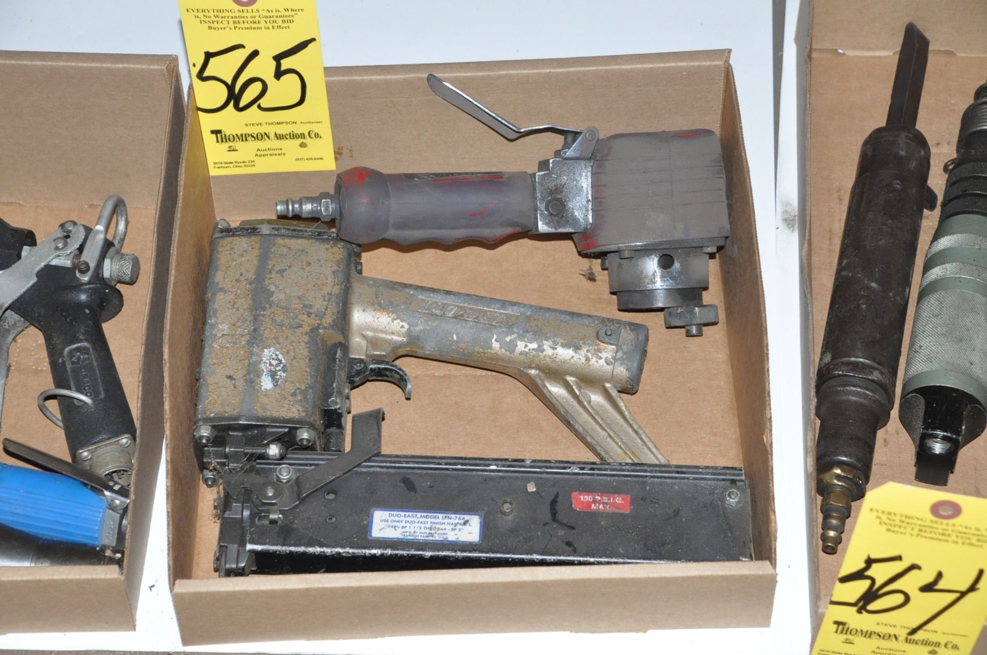 Lot-(1) Central Pneumatic 6" Dual Action Sander and (1) Duo-Fast Pneumatic Staple Gun in (1) Box