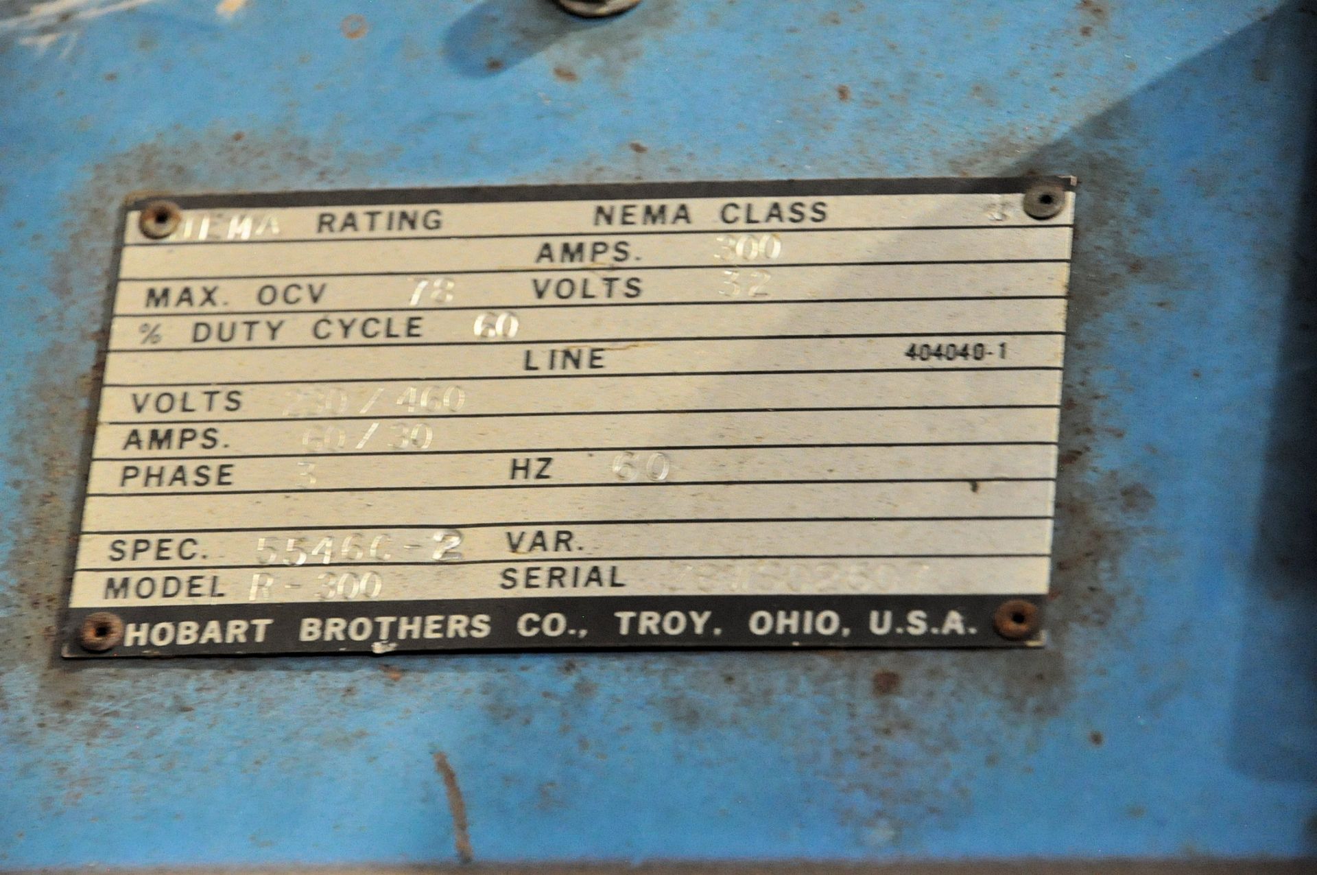 Hobart Approximately 300-Amp Capacity Arc Welding Power Source, (Leads Not Included), (Mounted on - Image 3 of 3