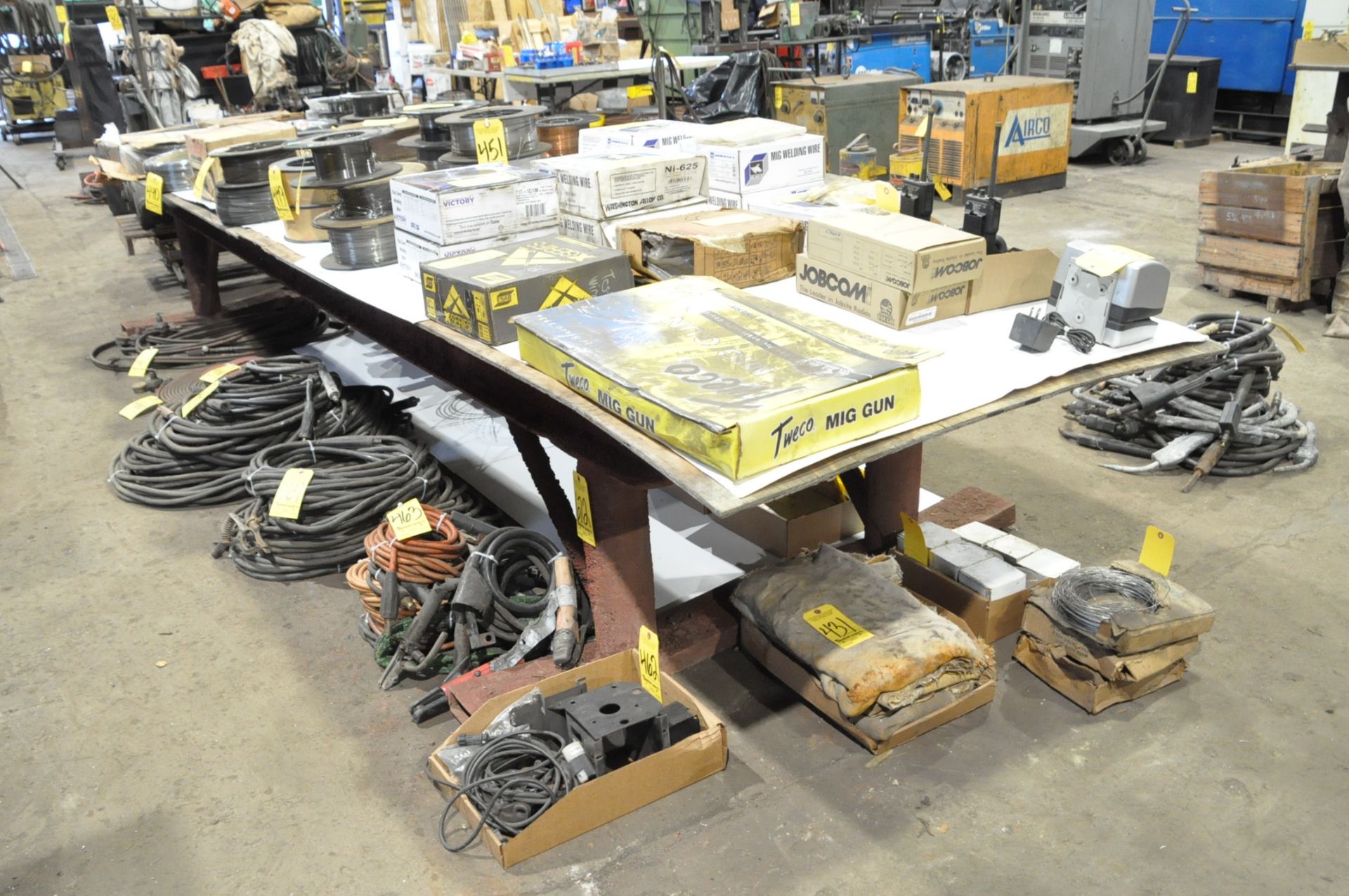 Pair 151" x 30" Steel Work Horses with Plywood Layout Top, (Contents Not Included), (Not to Be