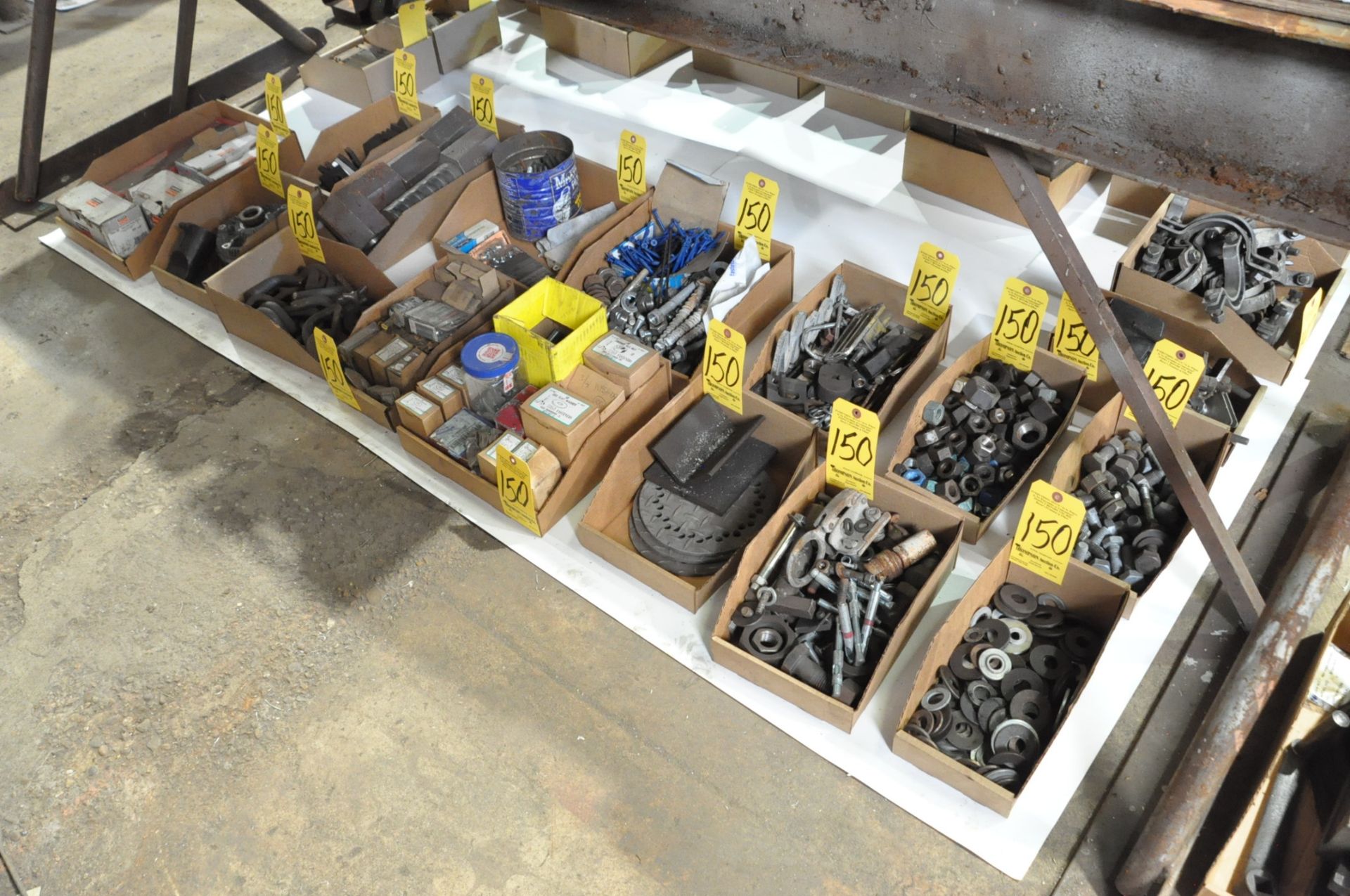 Lot-Bolts, Nuts, Washers, Tap Com Screws, Anchors, etc. in (15) Boxes on Floor Under (1) Table