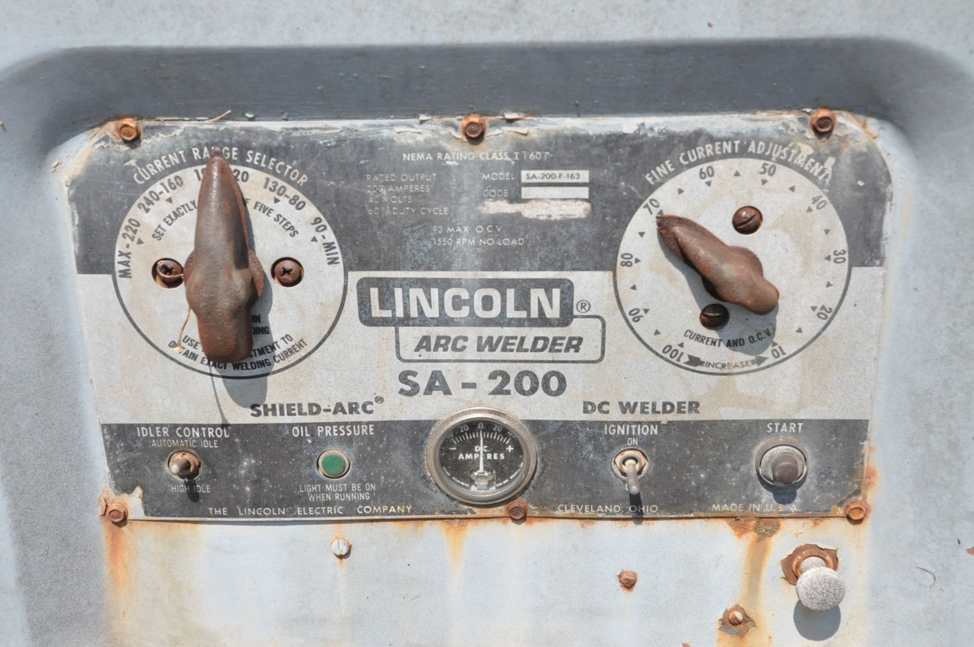 Lincoln Model SA-200, 200-Amp Capacity DC Arc Welder Power Source, S/n N/a, Diesel Engine - Image 3 of 4