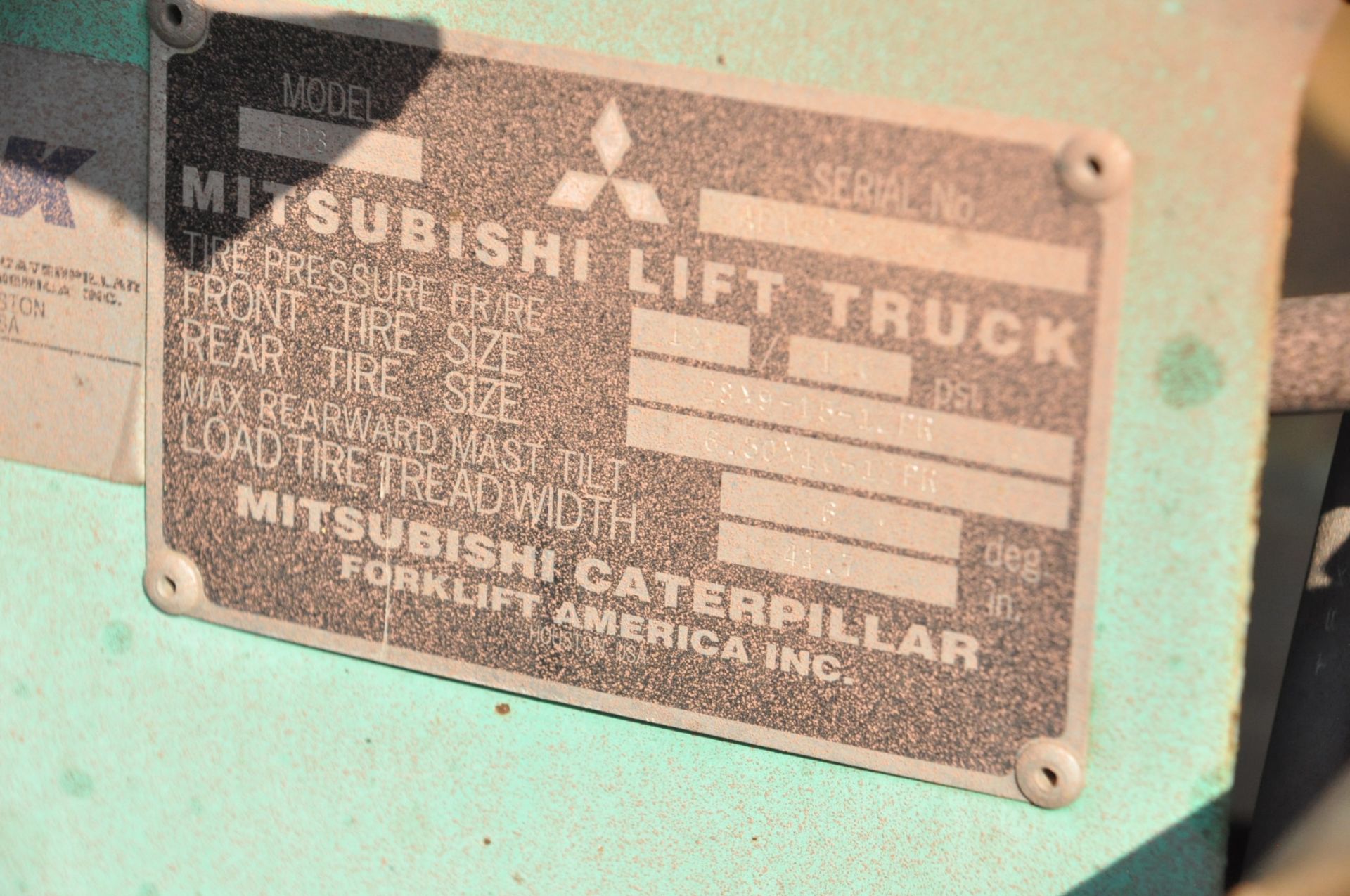 Mitsubishi Model 30, 6,000-Lbs. x 186" Lift Capacity, Diesel Fork Lift Truck, S/n AF14C-30427, 3- - Image 7 of 7