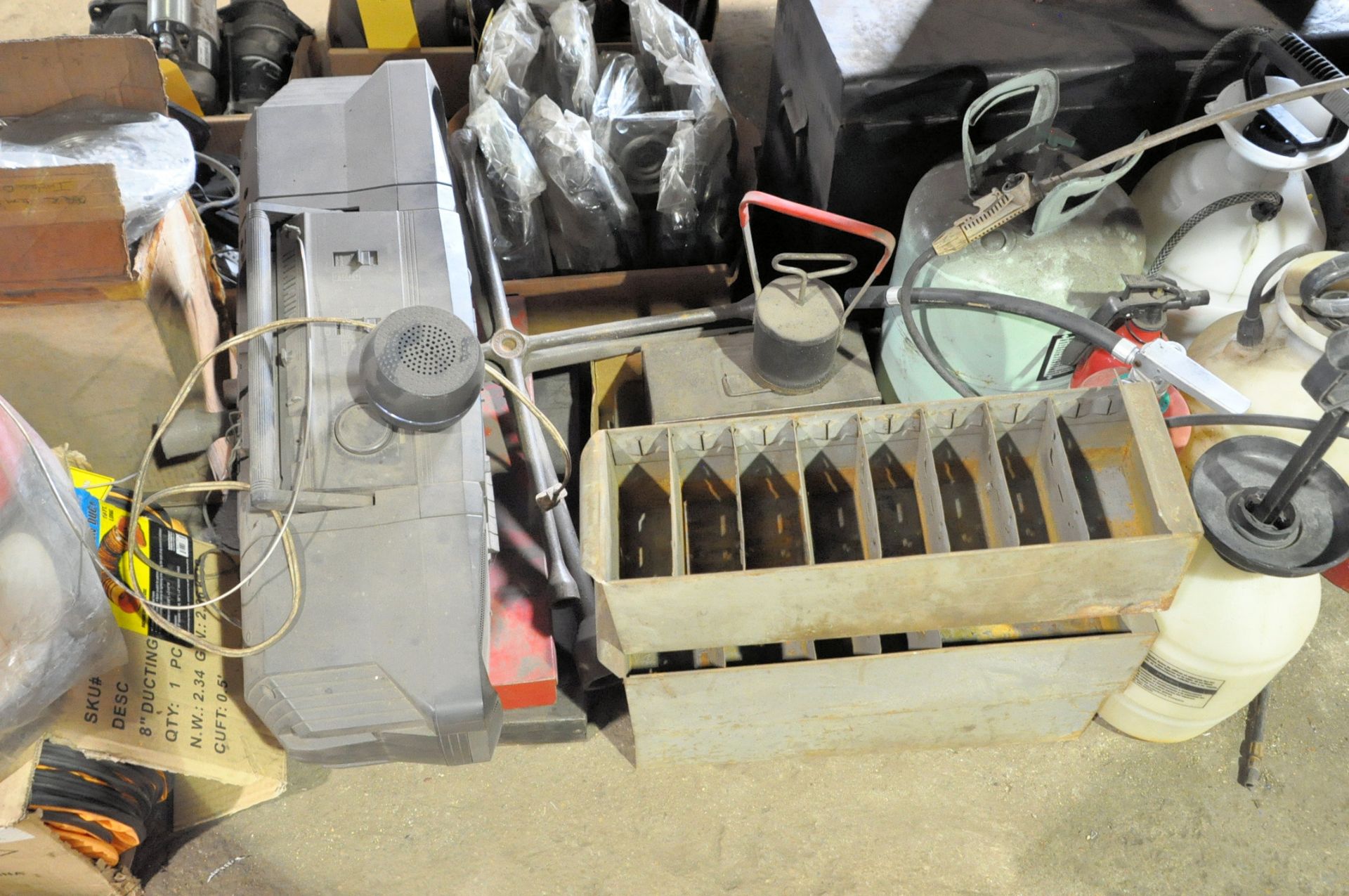 Lot-Pump Spray Cans, Magnet, Radio, 8" Flex Ducts, Bin Drawers, etc. on Floor Under (1) Side of - Image 3 of 5