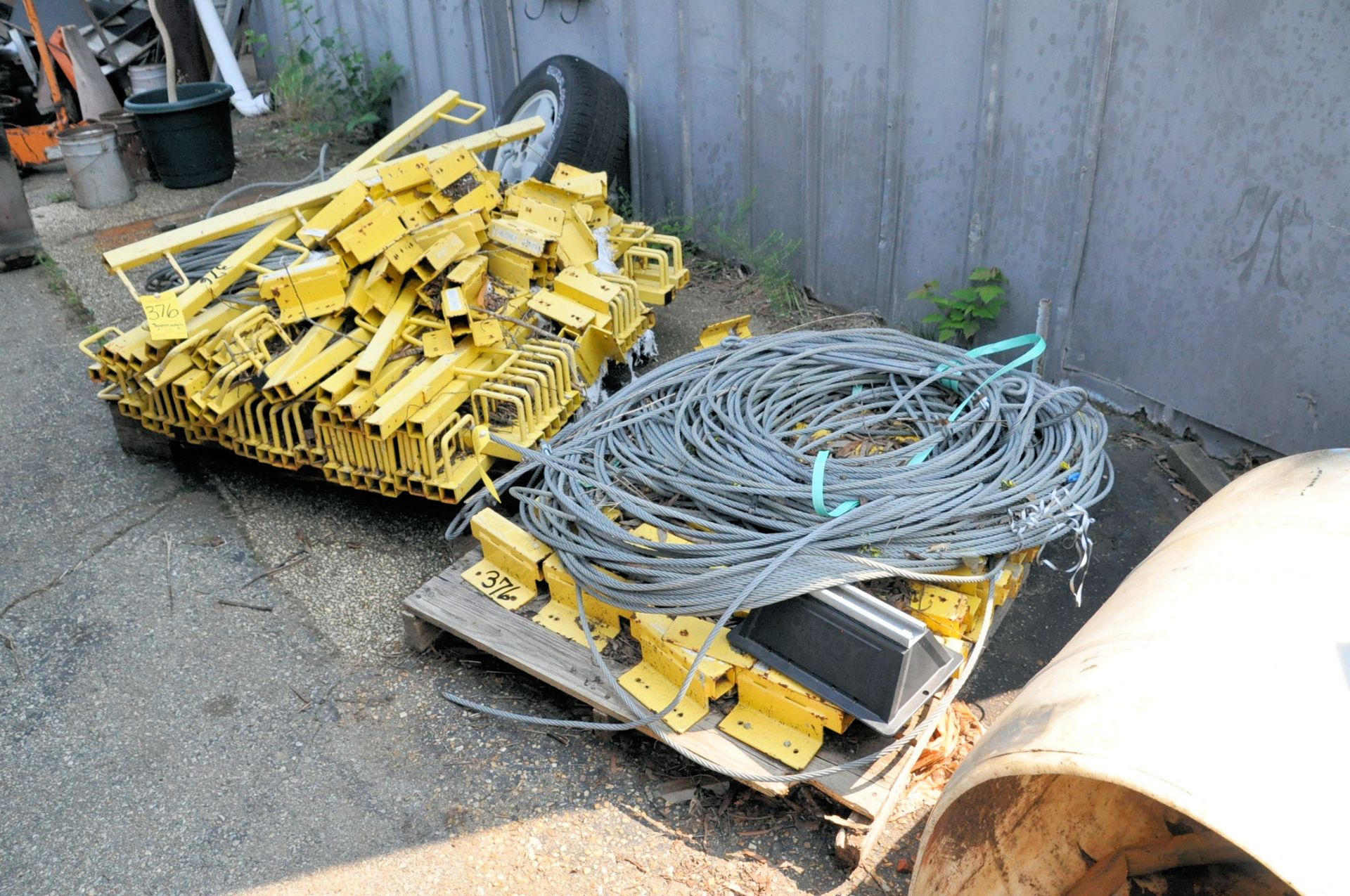 Lot-Roof Perimeter Safety Stanchions, Cables, on (2) Pallets