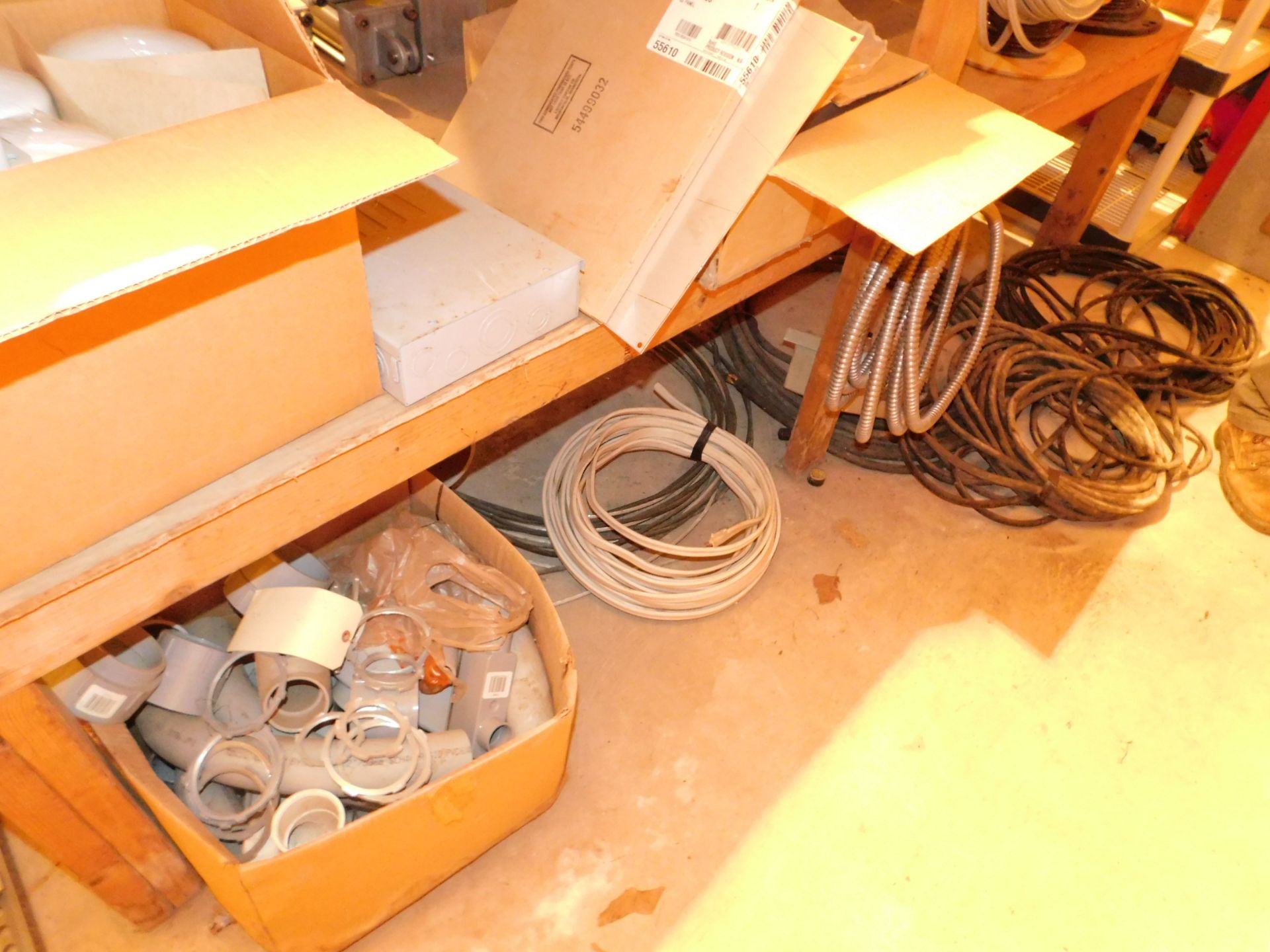 Contents of Wood Shelving in Middle of Room, Pneumatic Cylinders, Lock out Kits, Wire, Conduit - Image 6 of 6