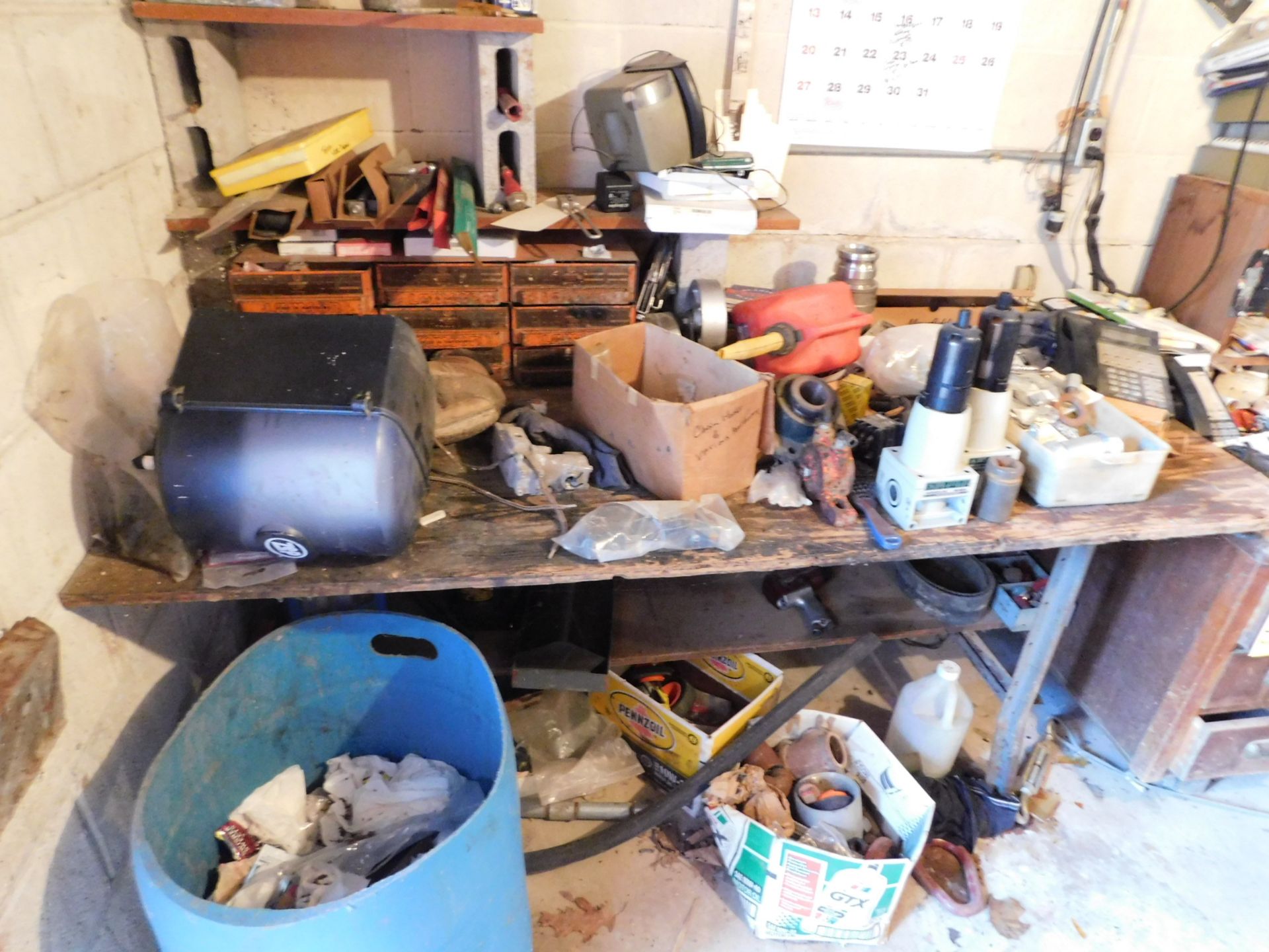 Contents Along Wall, Desk, Table, (2) Shelving Units - Image 2 of 6