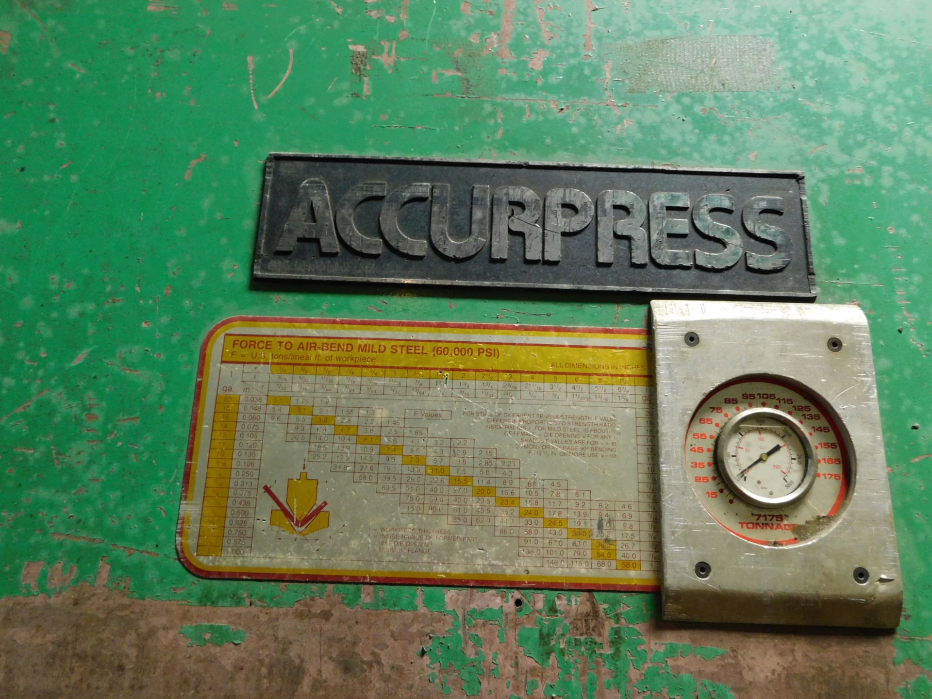 Accurpress Model 717510 Hydraulic Press Brake, s/n 1510, New 1990, 175 Ton, 10' Overall, 102" - Image 8 of 14