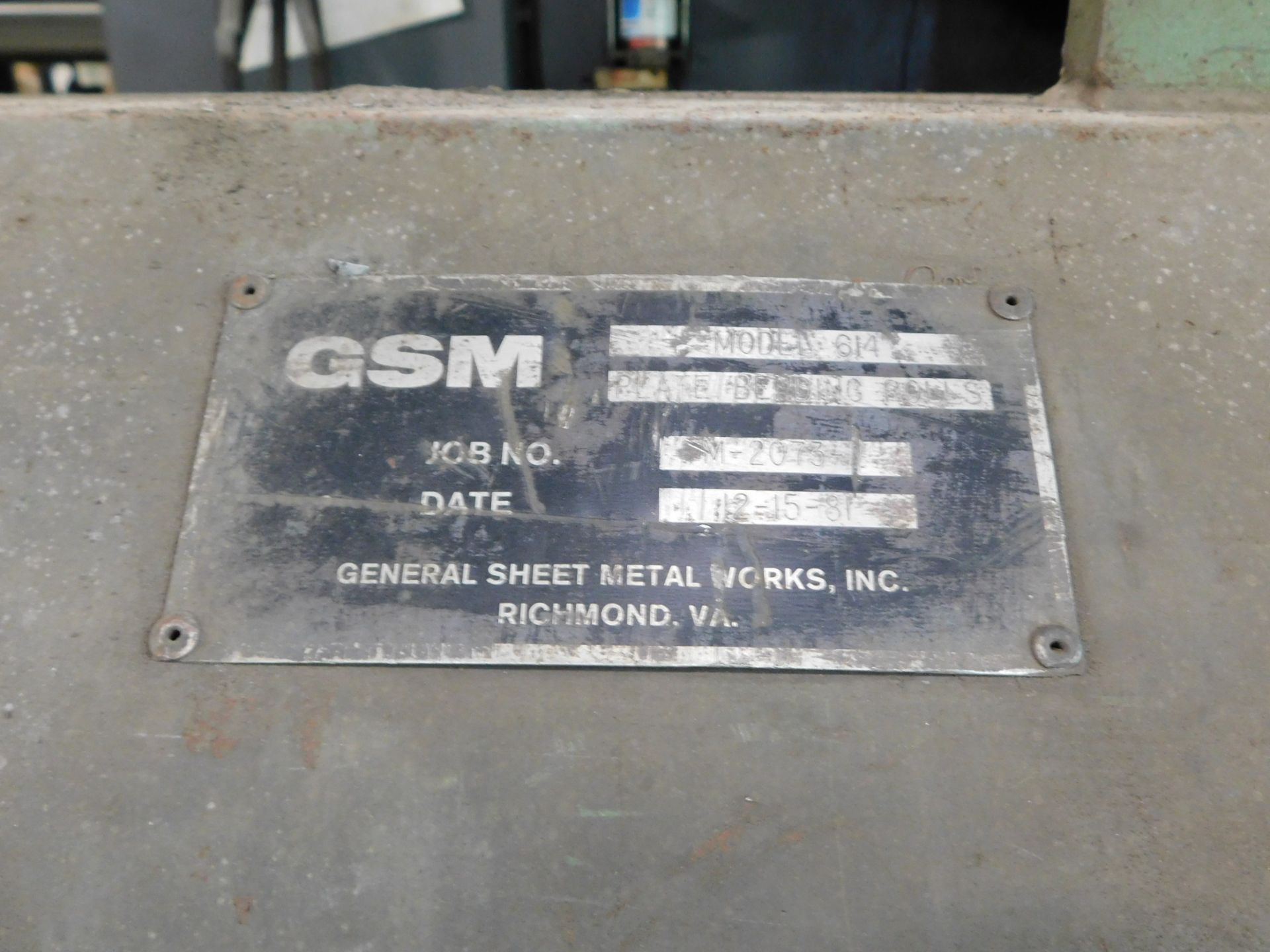 General Sheet Metal Model 614 Power Initial Pinch Roll, s/n M-2073, Air Drop End, 6' Length, 6" - Image 4 of 5