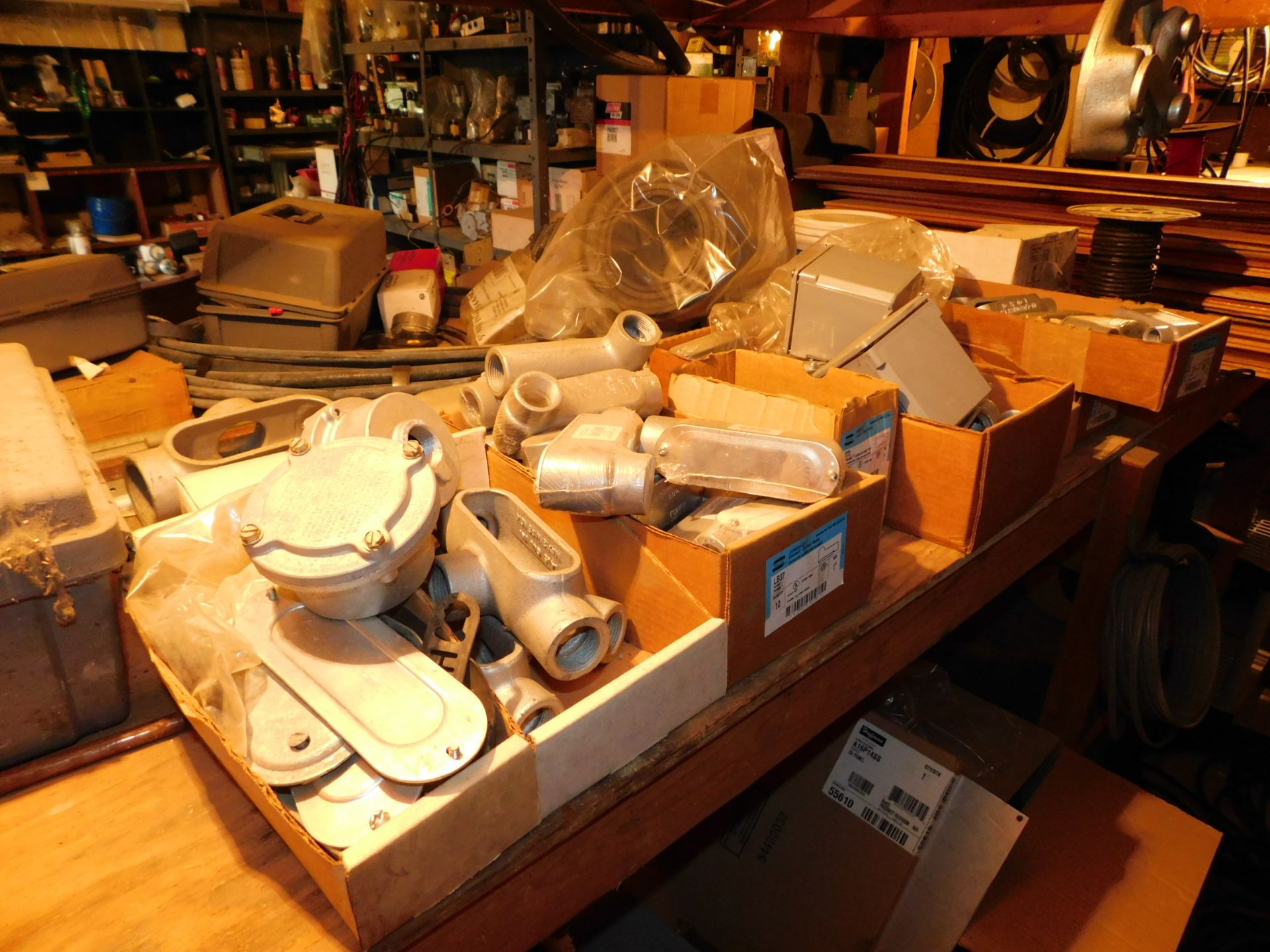 Contents of Wood Shelving in Middle of Room, Pneumatic Cylinders, Lock out Kits, Wire, Conduit - Image 5 of 6