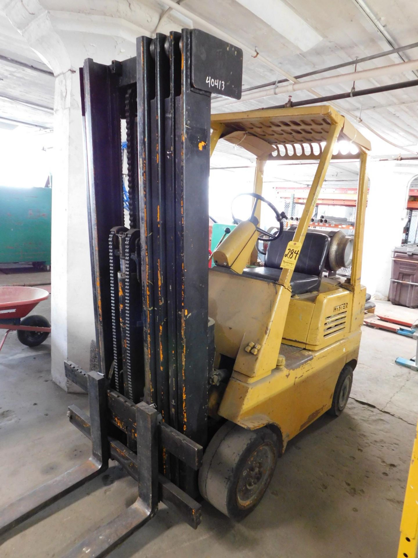 Hyster Model S50E Forklift sn P002D06272Z, 3,750lb.cap.and 24" Load Center, LP, 4 Stage Mast, 4"