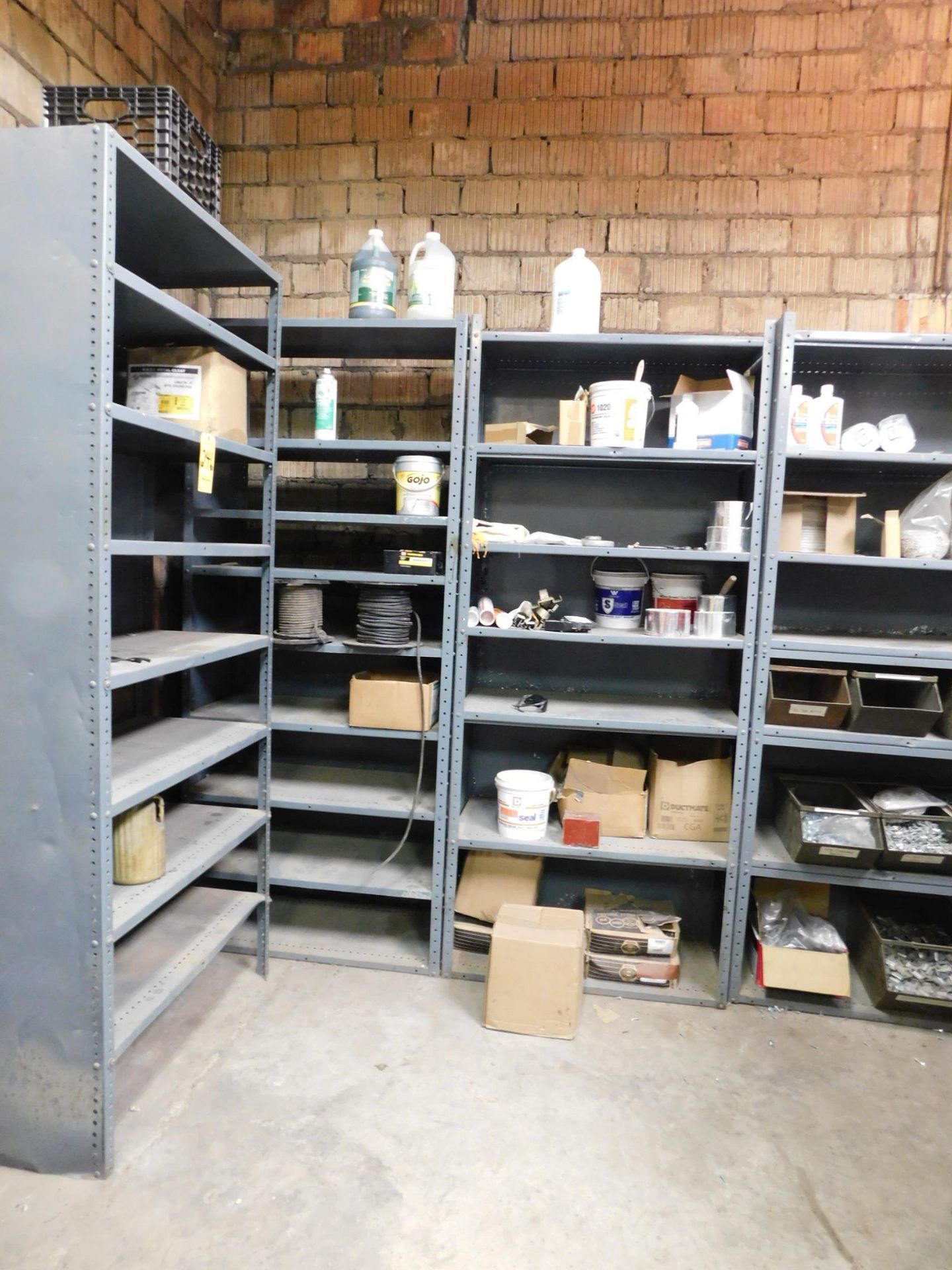 (4) Sections of Metal Shelving and Contents
