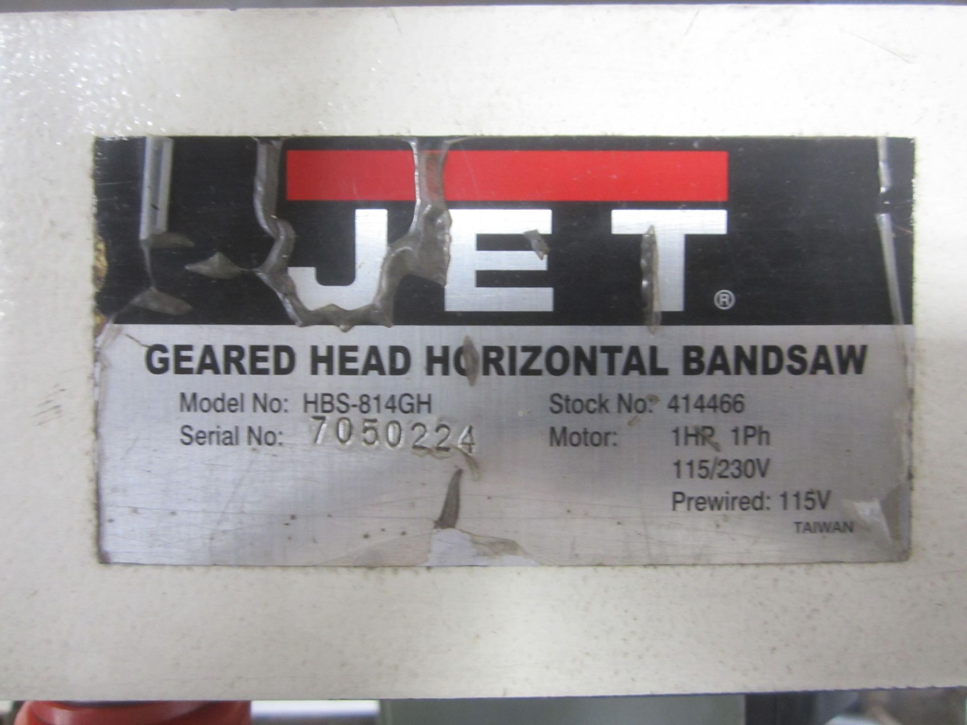 Jet Model HBS-814GH, 8" X 14" Capacity Horizontal Band Saw, s/n 7050224, 110/1/60, 3/4" Blade, - Image 7 of 7