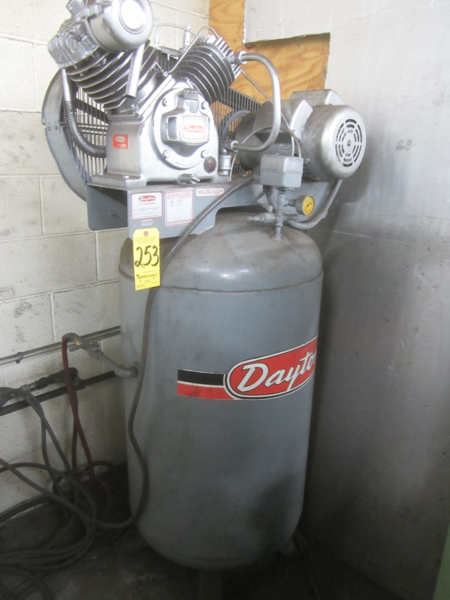 Dayton 2-Stage Air Compressor, Tank Mounted, 5 HP, 230/1/60, Vertical Mount, Loading Fee $75.00
