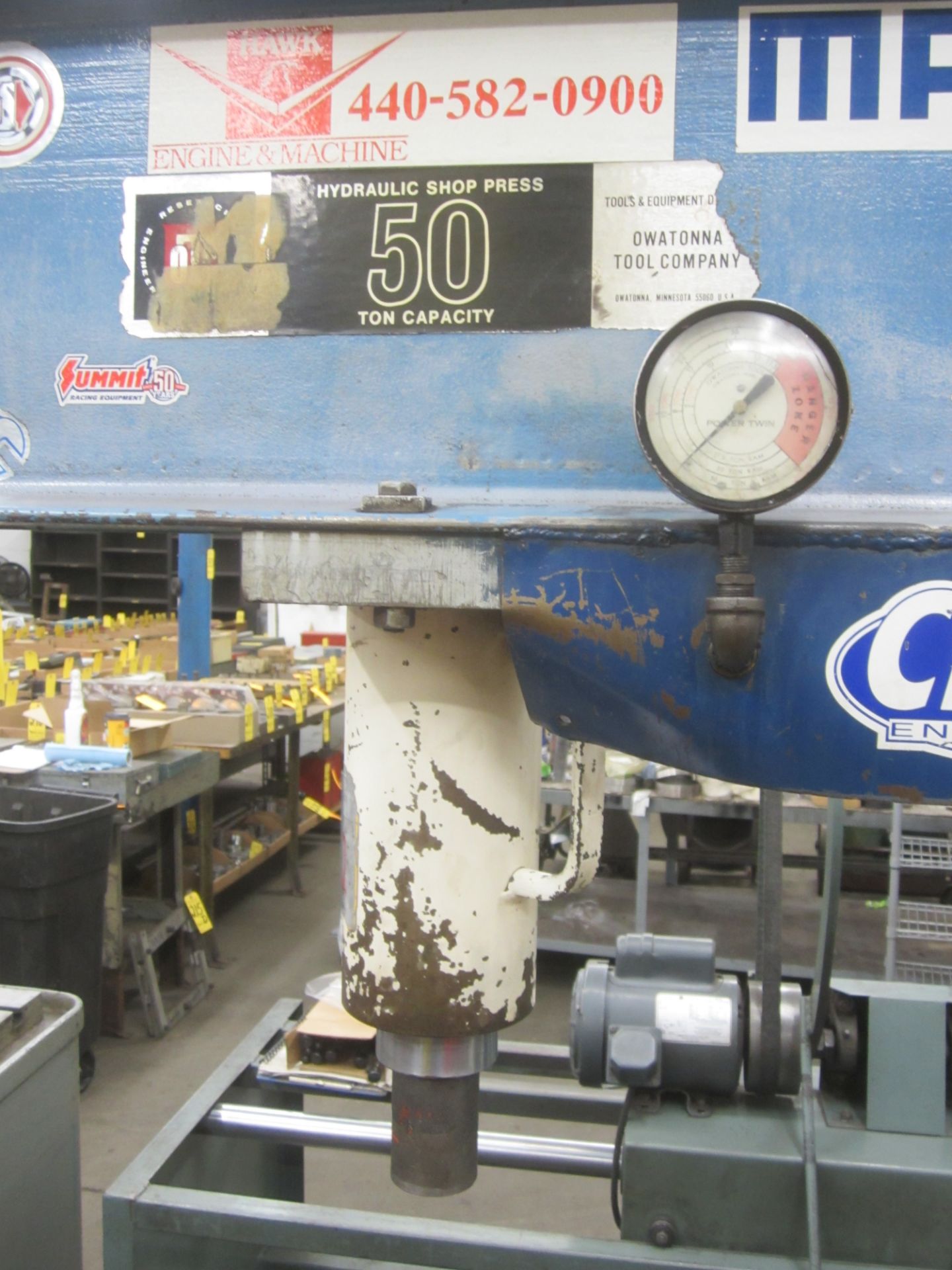 OTC Model A, 50 Ton H-Frame Hydraulic Shop Press, s/n 1173, with Hydraulic Power Unit, 110/1/60 - Image 3 of 6