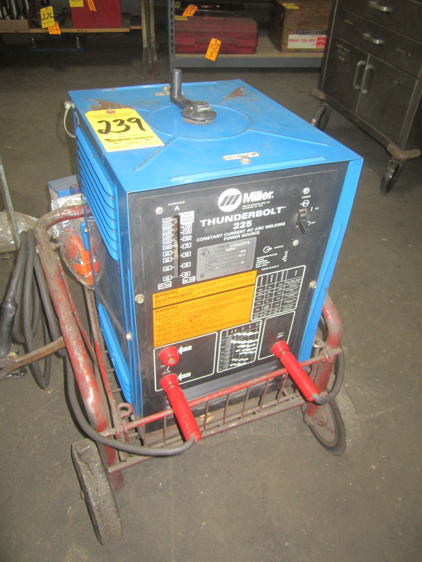 Miller Thunderbolt 225 Arc Welder, s/n JH263316, 230/1/60