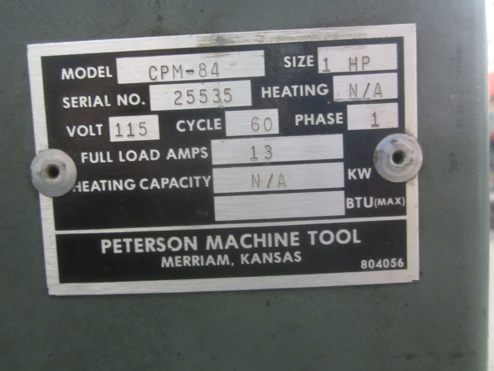 Peterson Model CPM-84 Crank Shaft Polisher, s/n 25535, 110/1/60, Loading Fee $50.00 - Image 6 of 6