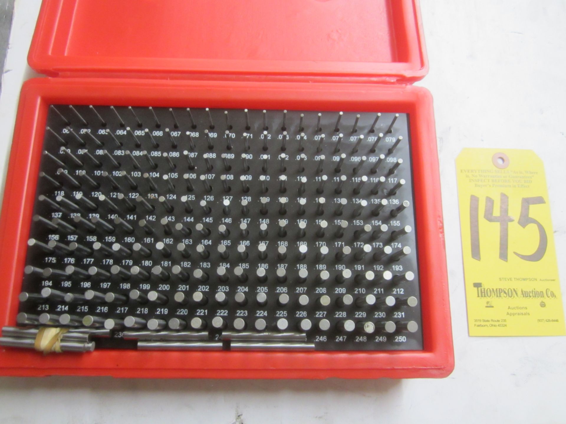 Pin Gage Set, .061" - .250", Minus