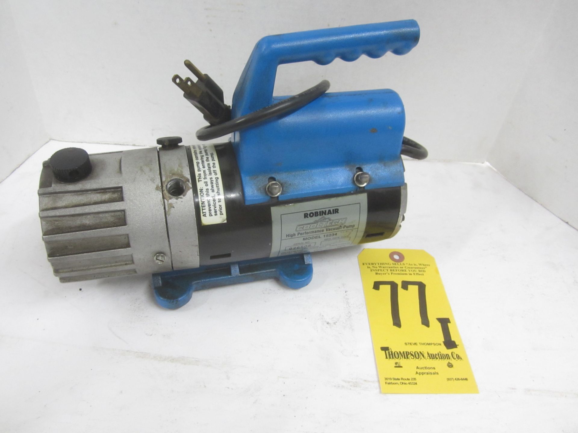 Robinair Cooltech Model 15234 Vacuum Pump, 110/1/60