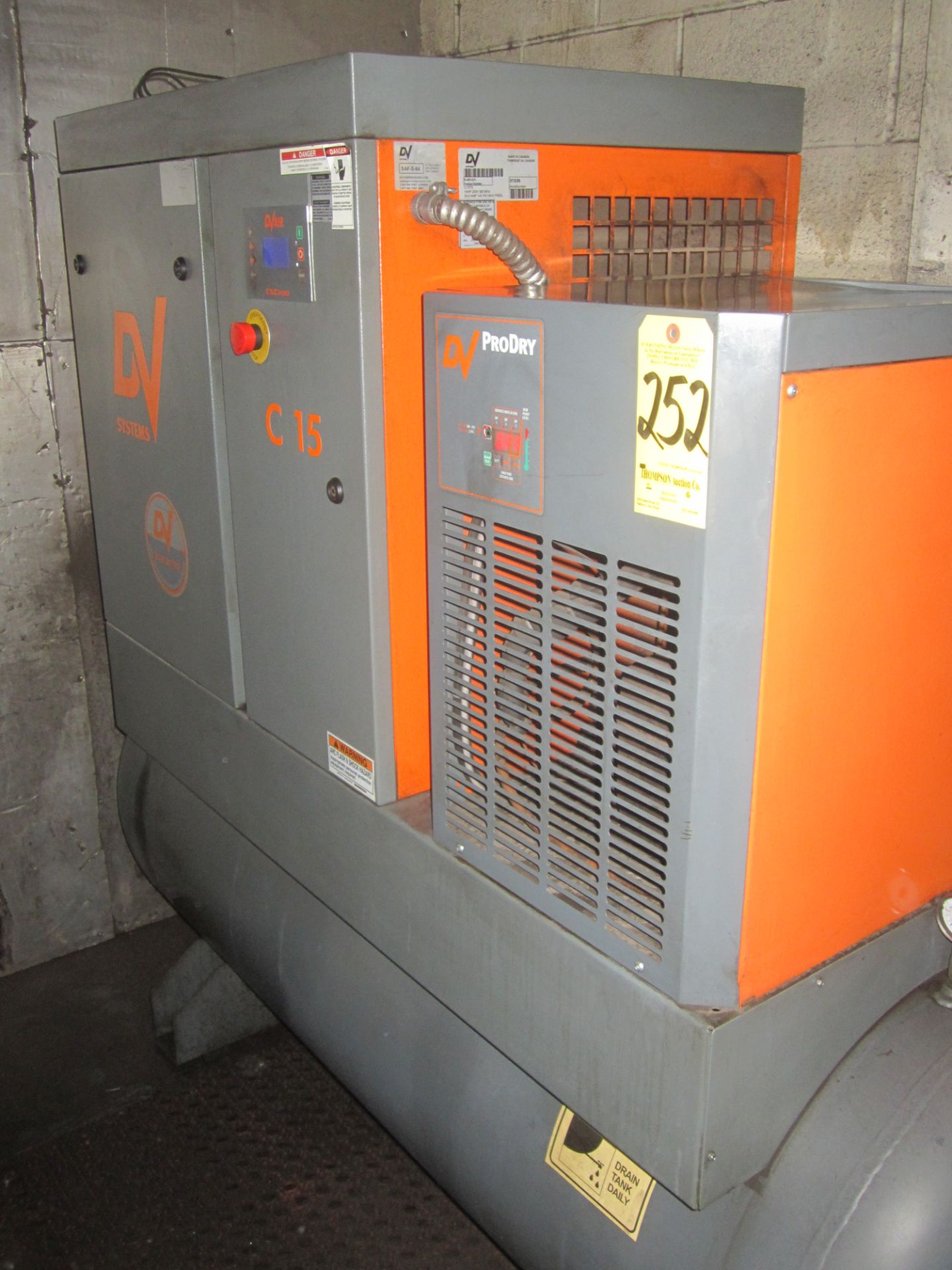 DV Systems Model C15TD Rotary Screw Air Compressor, s/n 37235, 15 HP, Built In Refrigerated Air - Image 2 of 8