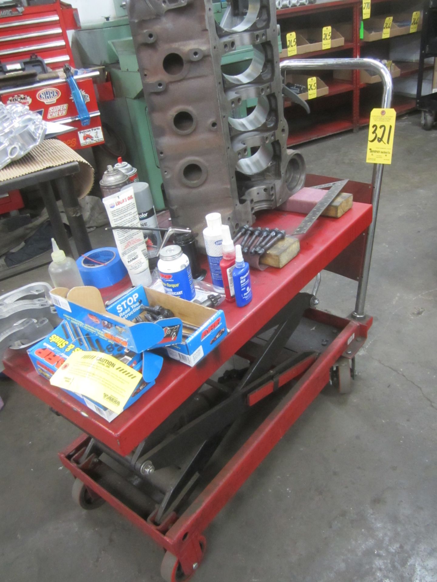 U-line Model H-1784 Foor Pump Scissor Lift Cart, 770lbs cap. 19"X36" Table Size