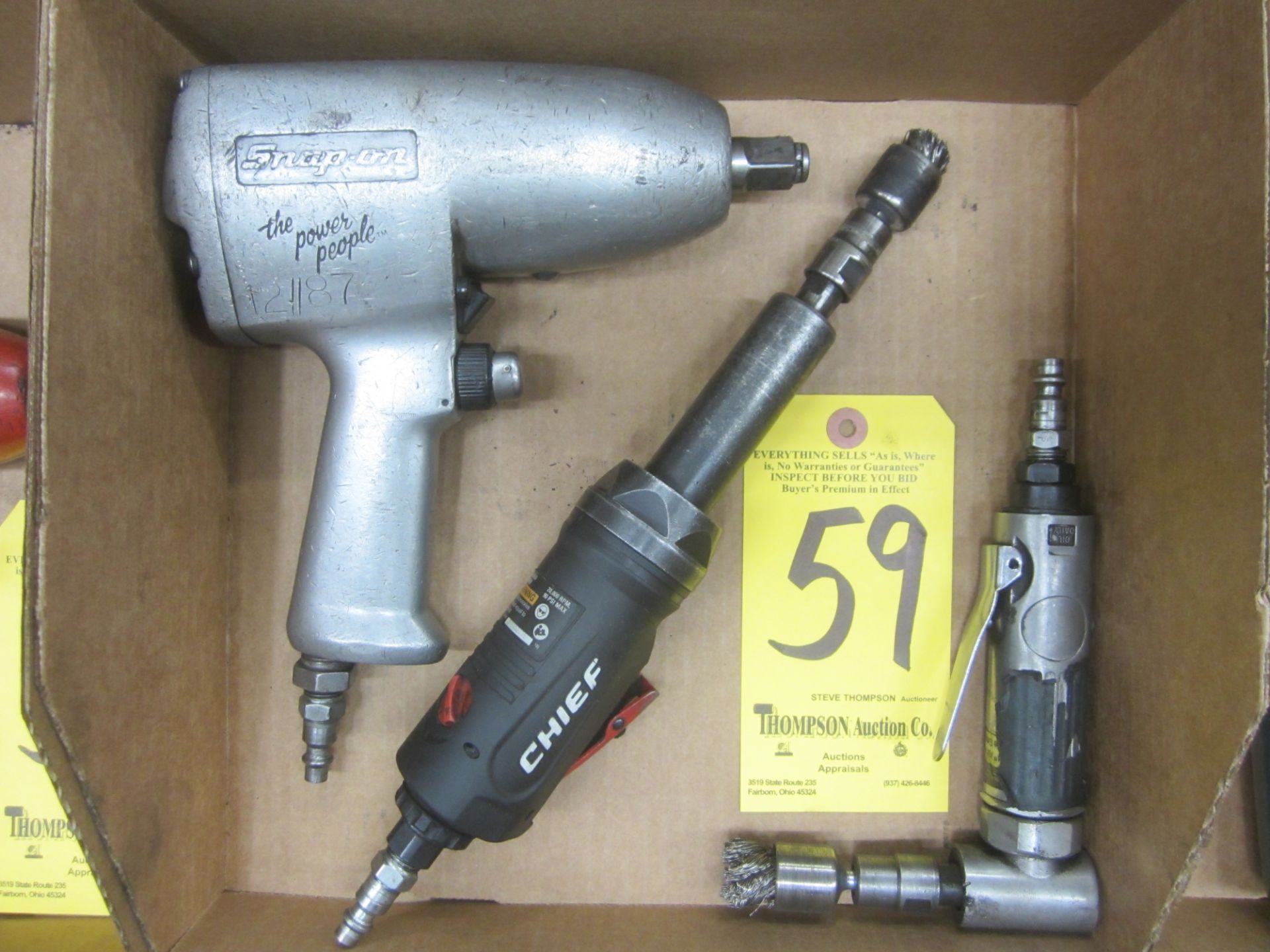 Snap-On 1/2" Drive Pneumatic Impact and (2) Pneumatic Grinders