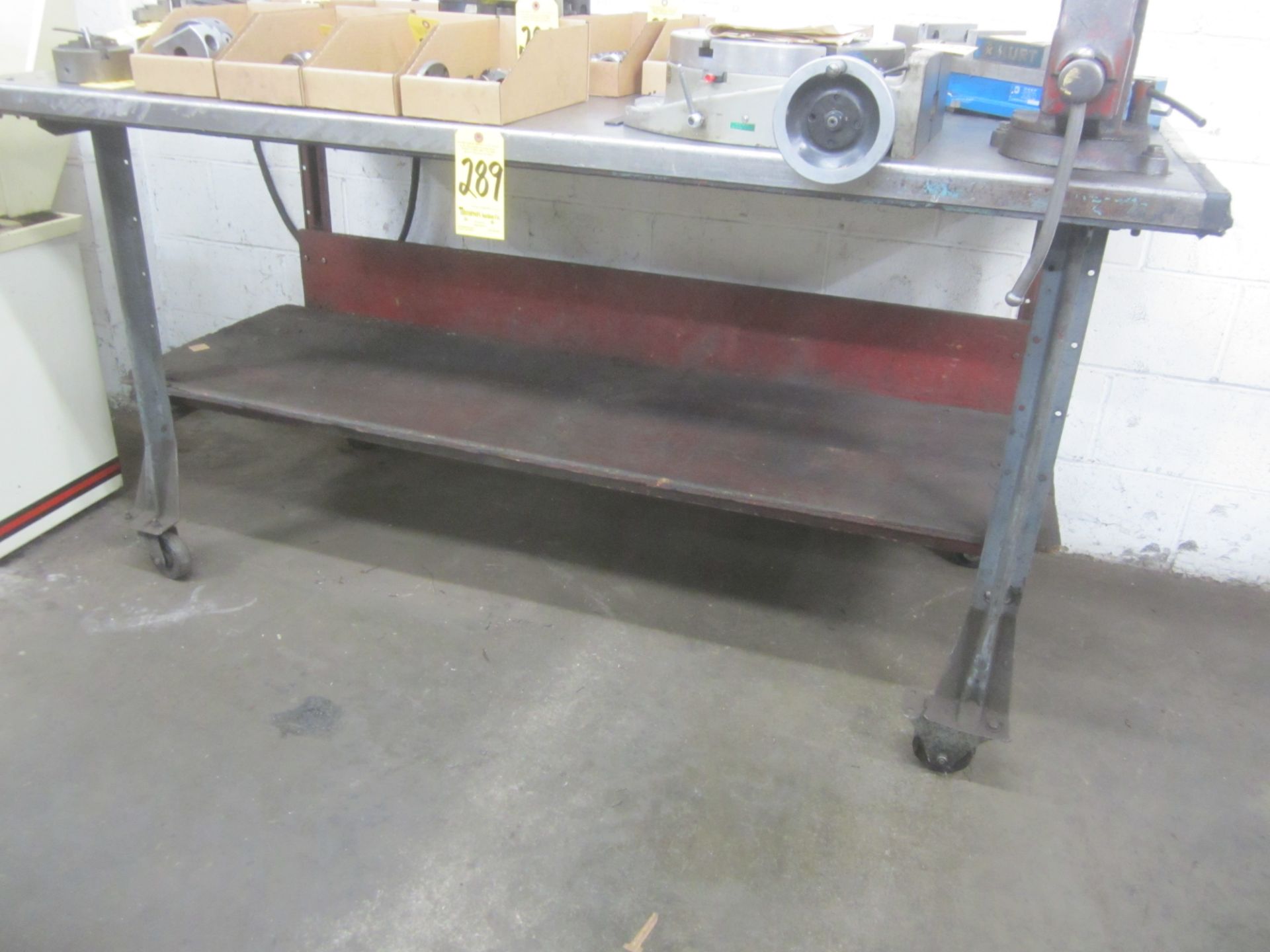 Workbench on Casters with 4 1/2" Bench Vise, 33" X 74" X 38" High