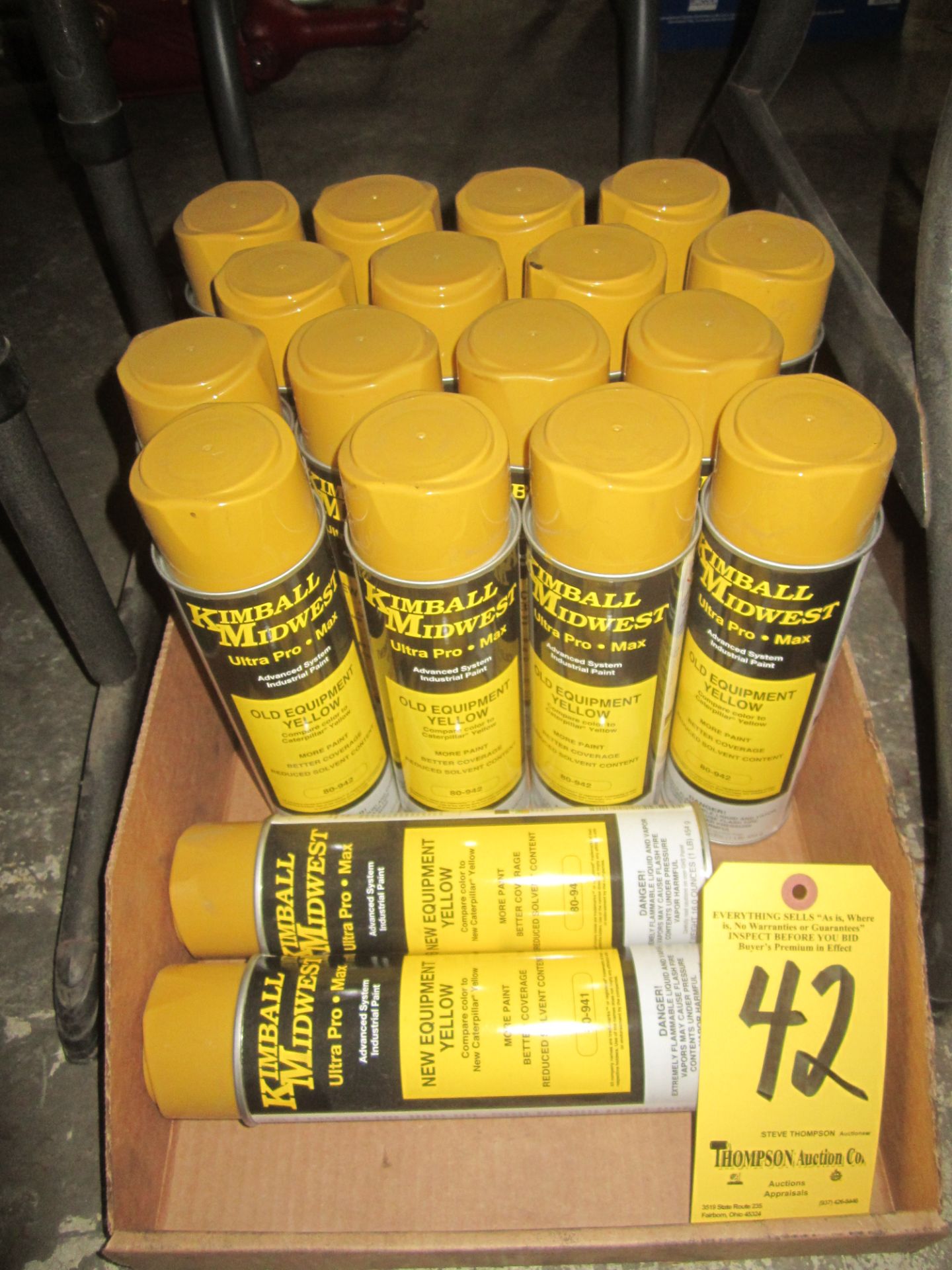 (18) Kimball Midwest "Caterpillar Yellow" 16 Oz. Spray Paint Cans