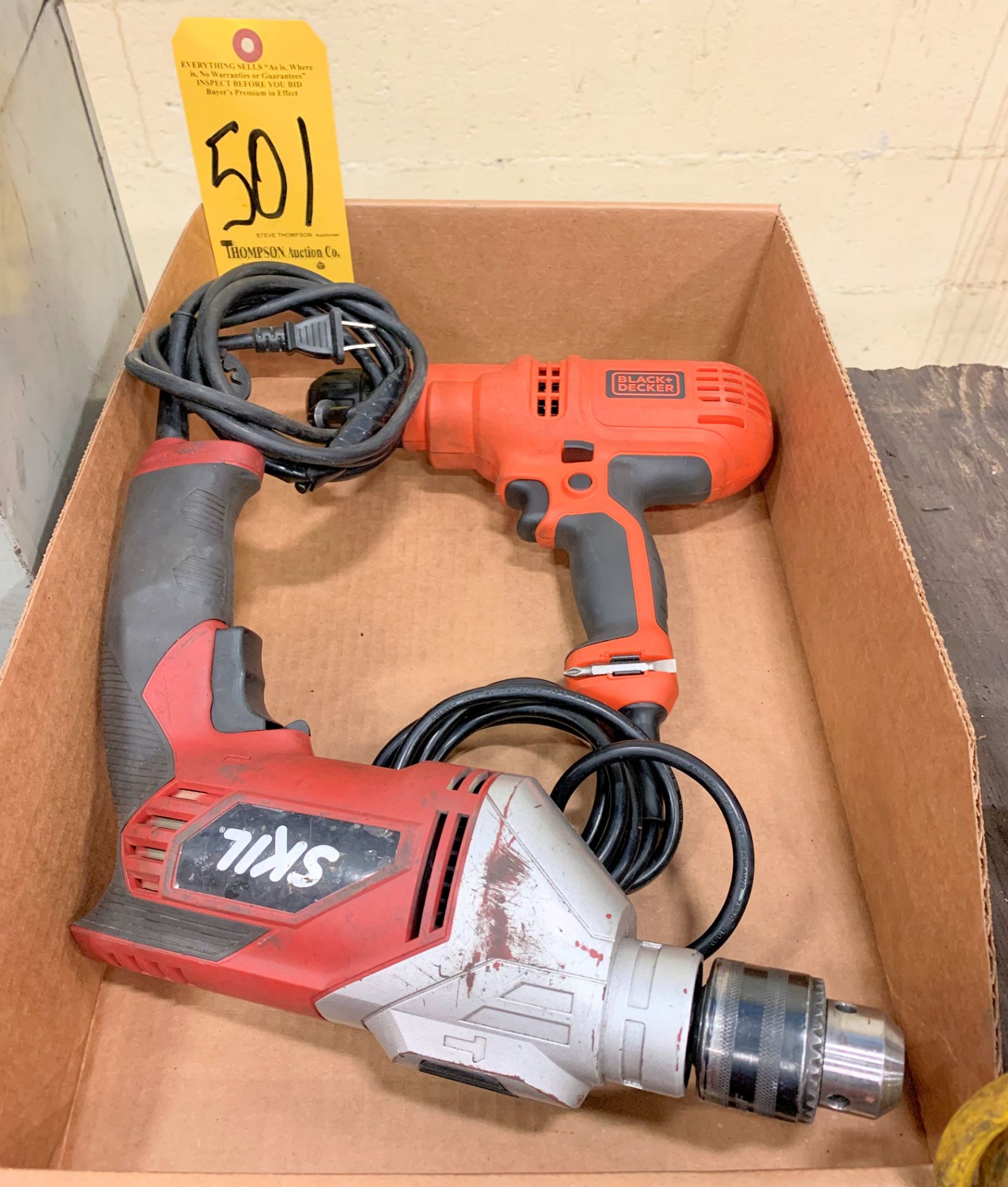 Lot-(1) 1/2" Electric Drill and (1) Black & Decker DR260, 3/8" Electric Drill in (1) Box