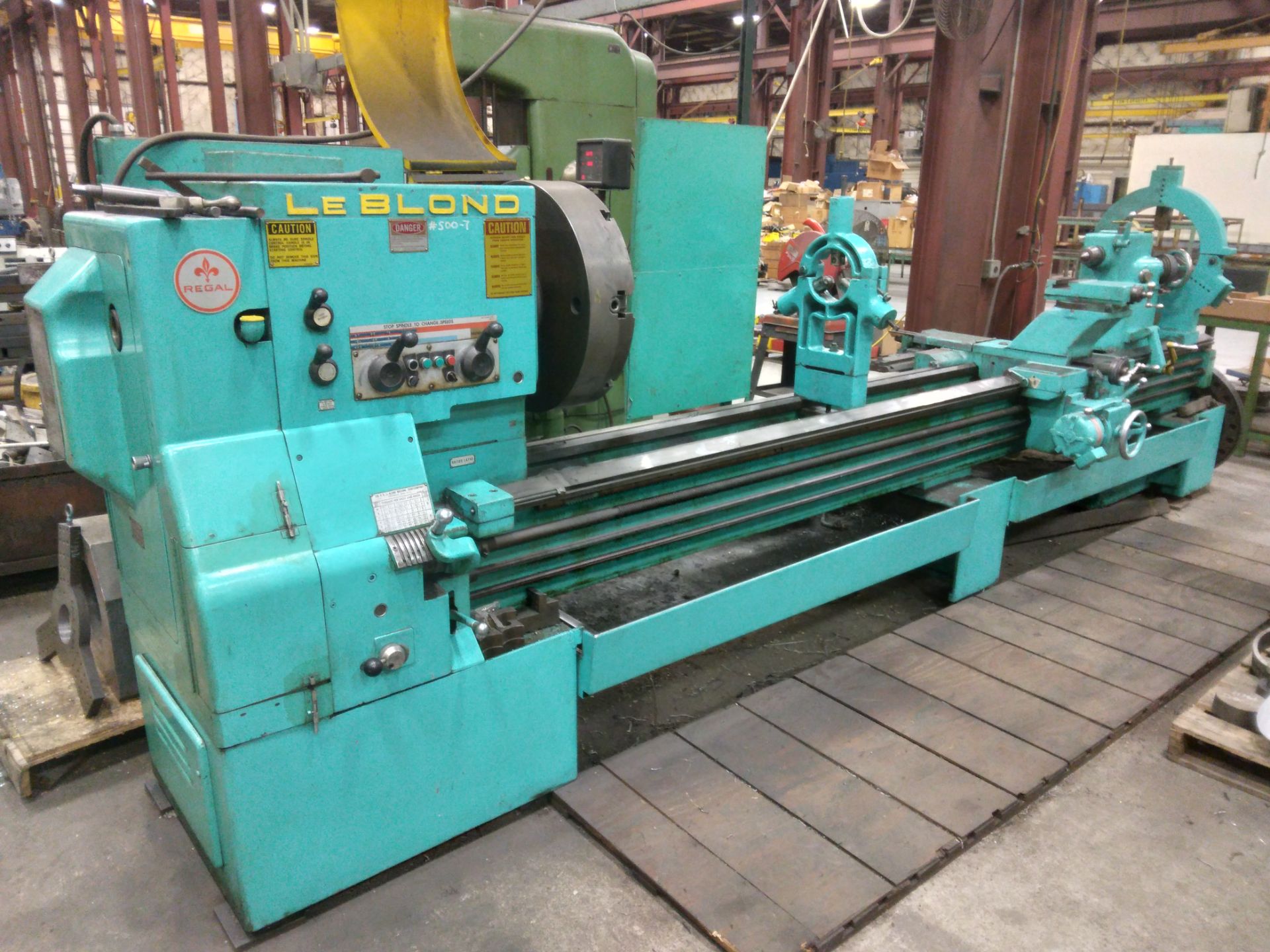 Leblond 36” X 136” Raised Bed Engine Lathe, s/n 5H-926, (2) Steady Rests, 24” 4-Jaw Chuck, Taper