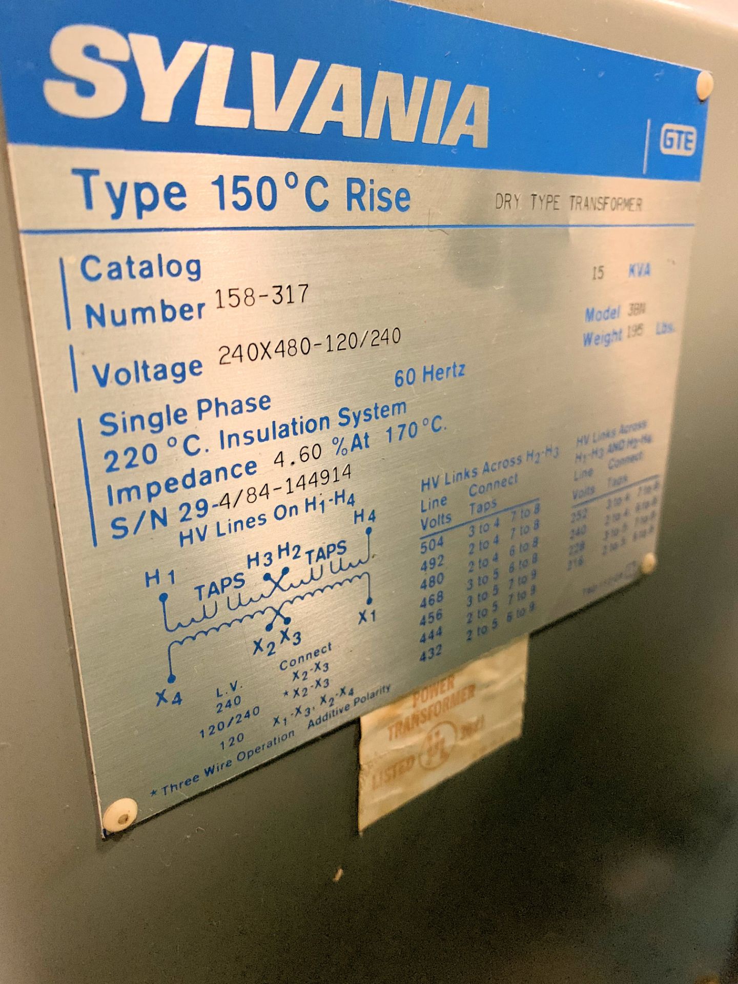 Sylvania 15-KVA Transformer