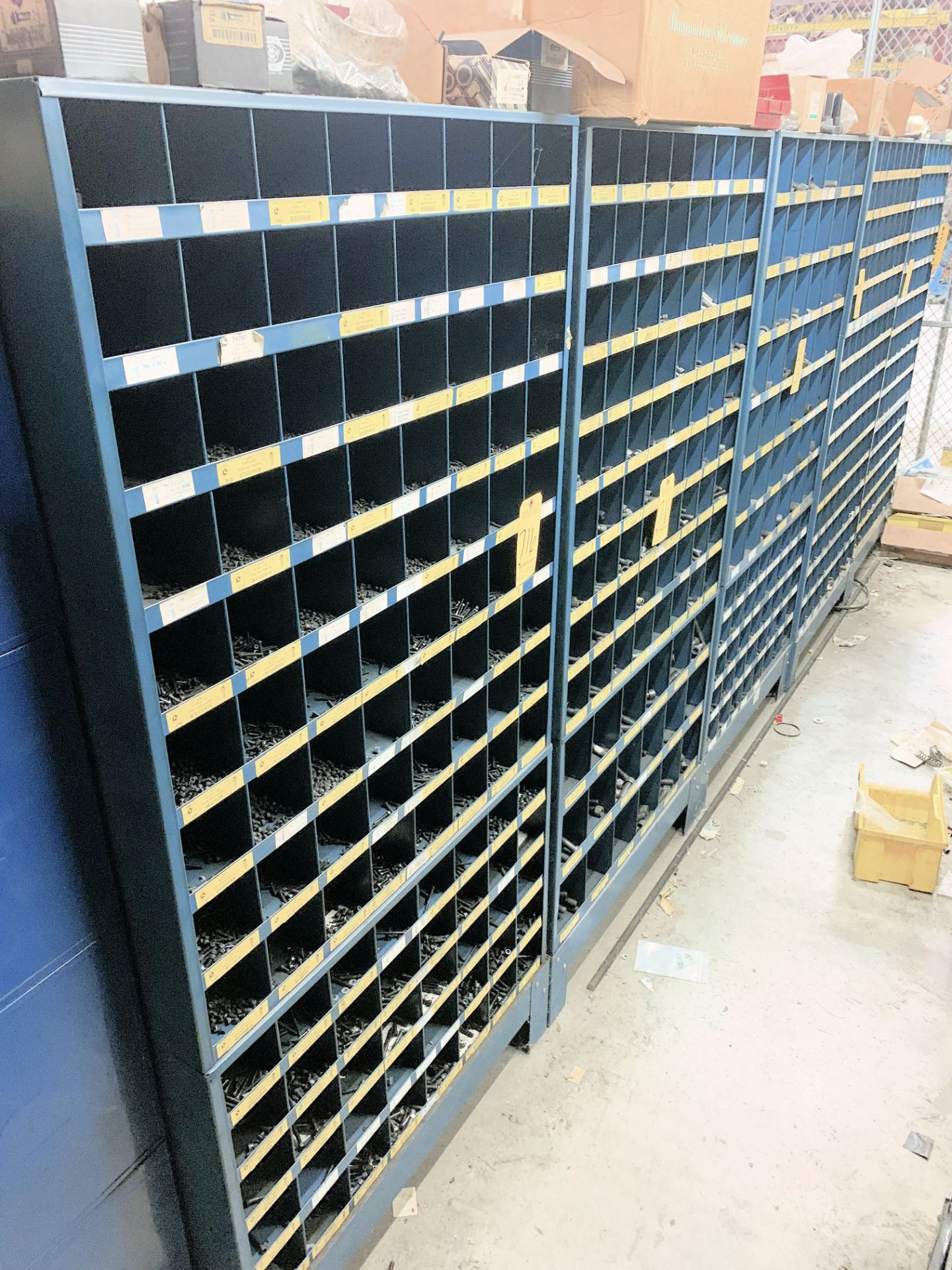 Lot-(5) Sections Open Bin Organizer Cabinets with Allen Head Bolts, Lock Washers, Flat Washers, Nut,