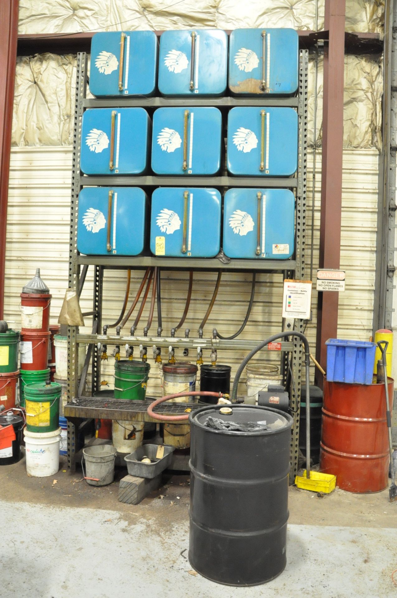 Valley Equipment Company 9-Container Oils/Fluids Dispensing System with Rack and Valves, Contain - Image 2 of 2