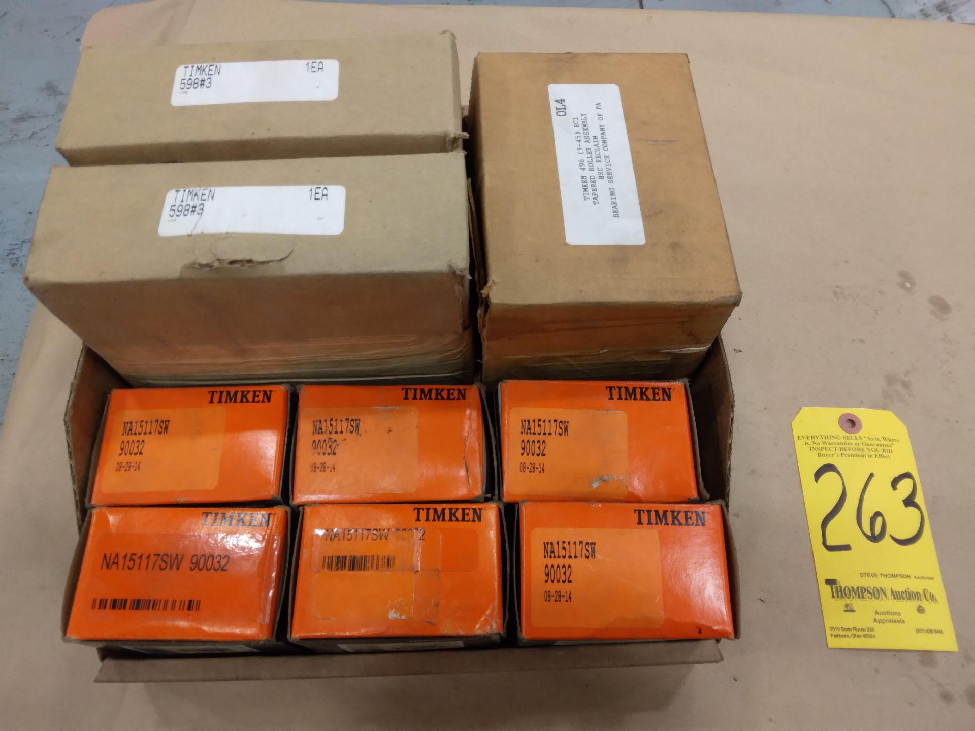 (9) Timken Tapered Roller Bearings, (6) #NA15117 SW 90032, (2) #598, and (1) #496