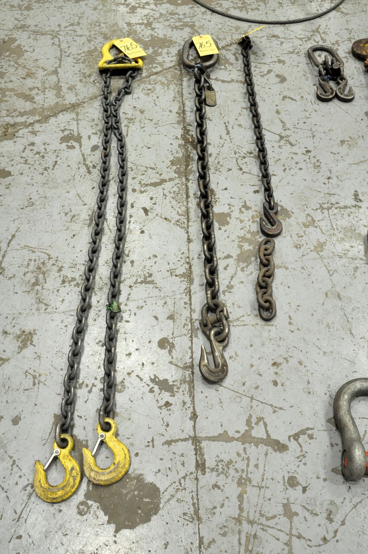 Lot-(1) 3/8" Link x 5' Long Adjustable 2-Hook Chain Sling, Cert. Tag, (1) 1/2" Link x 54" Long