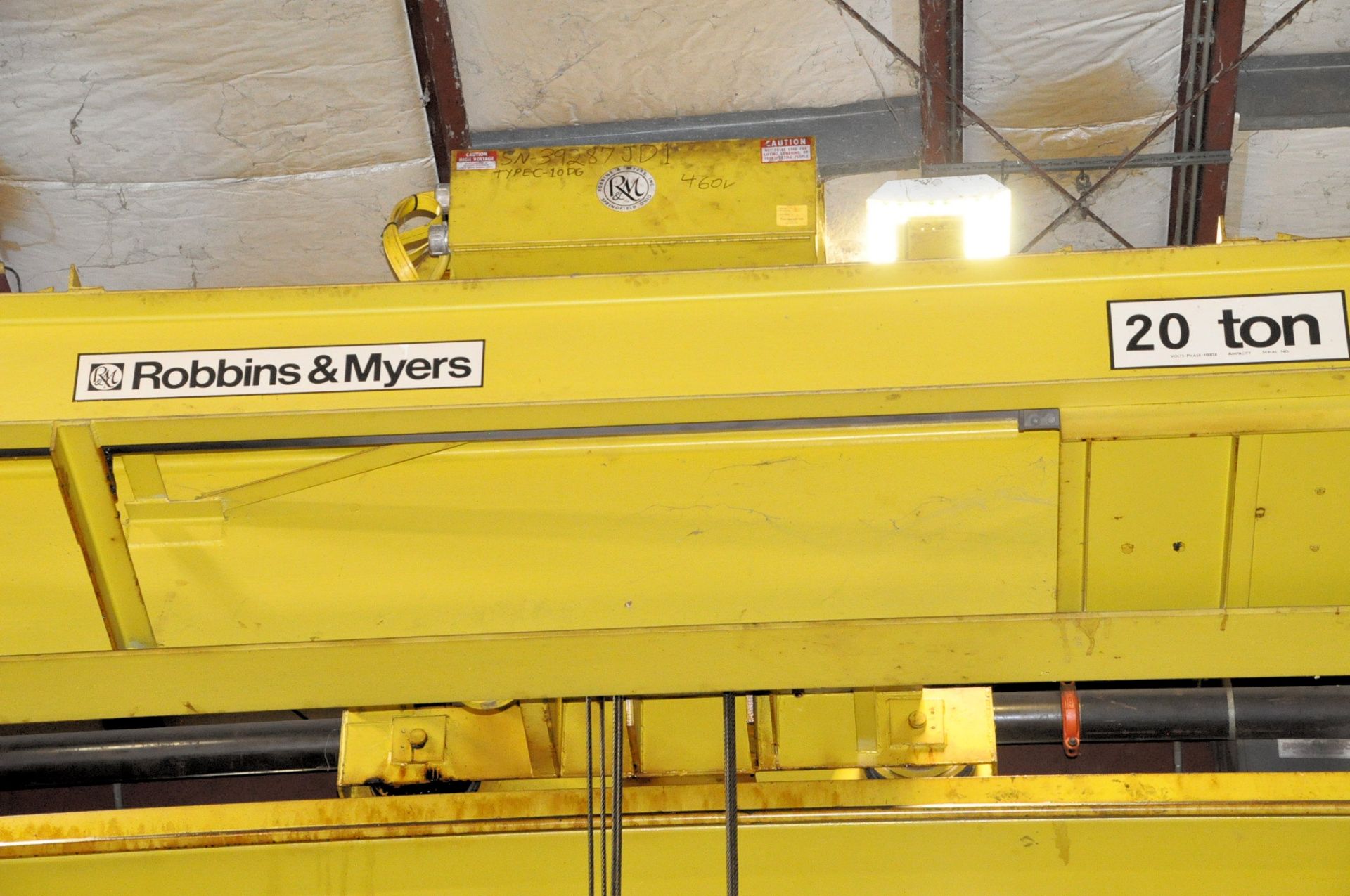 Robbins & Meyers 20 Ton Overhead Crane, Span and Hoist Only, No Rails, Remote Control and Pendant - Image 4 of 6