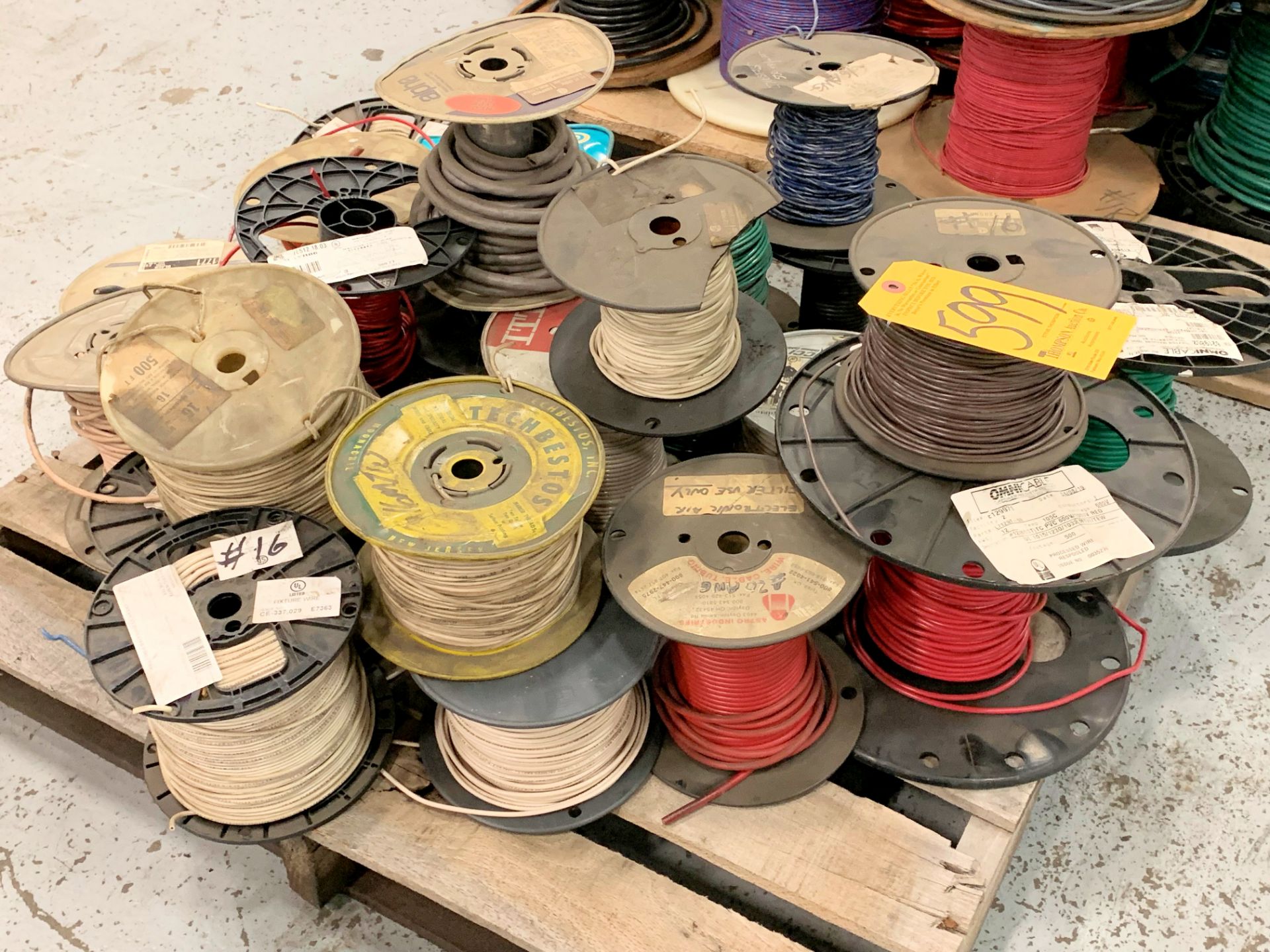 Lot-Various Spools of Electrical Wire on (1) Pallet