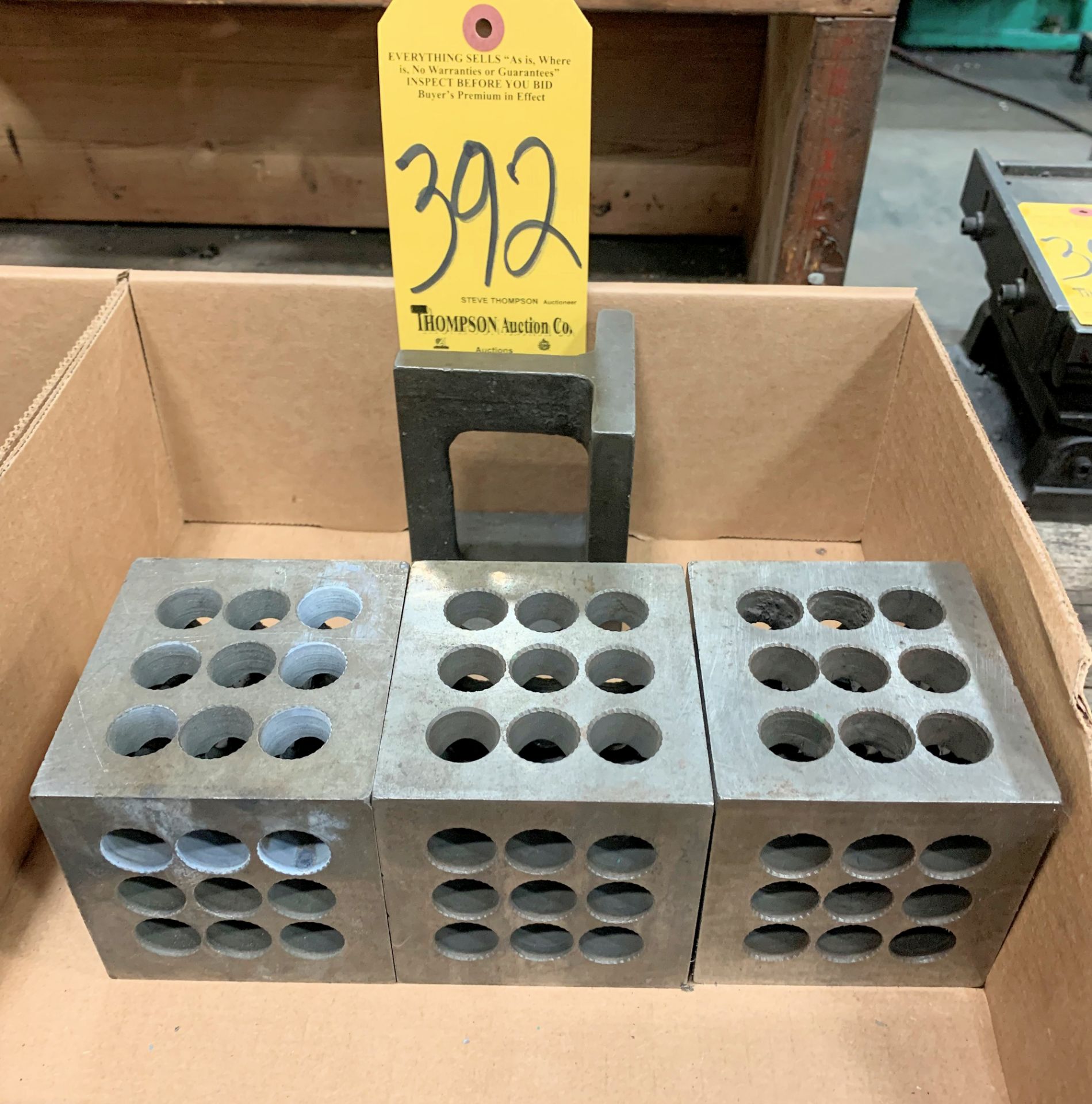 Lot-(3) 3 1/2" x 3 1/2" x 3" Honeycomb Setup Blocks and (1) 4 1/4" x 3 1/4" x 3 1/4" Angle Plate