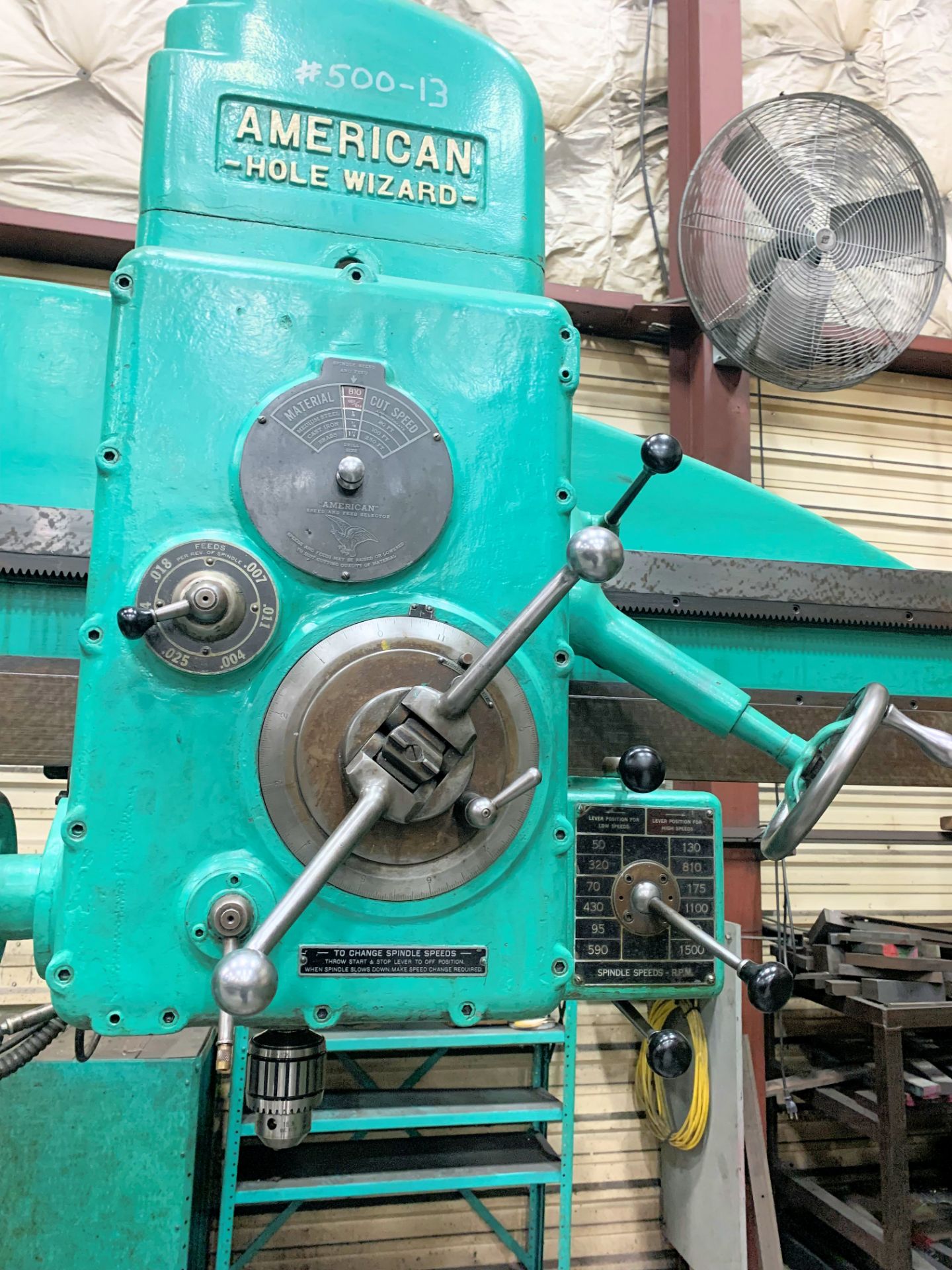 American Hole Wizard Radial Arm Drill, 4’ X 11”, s/n 69228, Box Table, Loading Fee $200 - Image 4 of 6