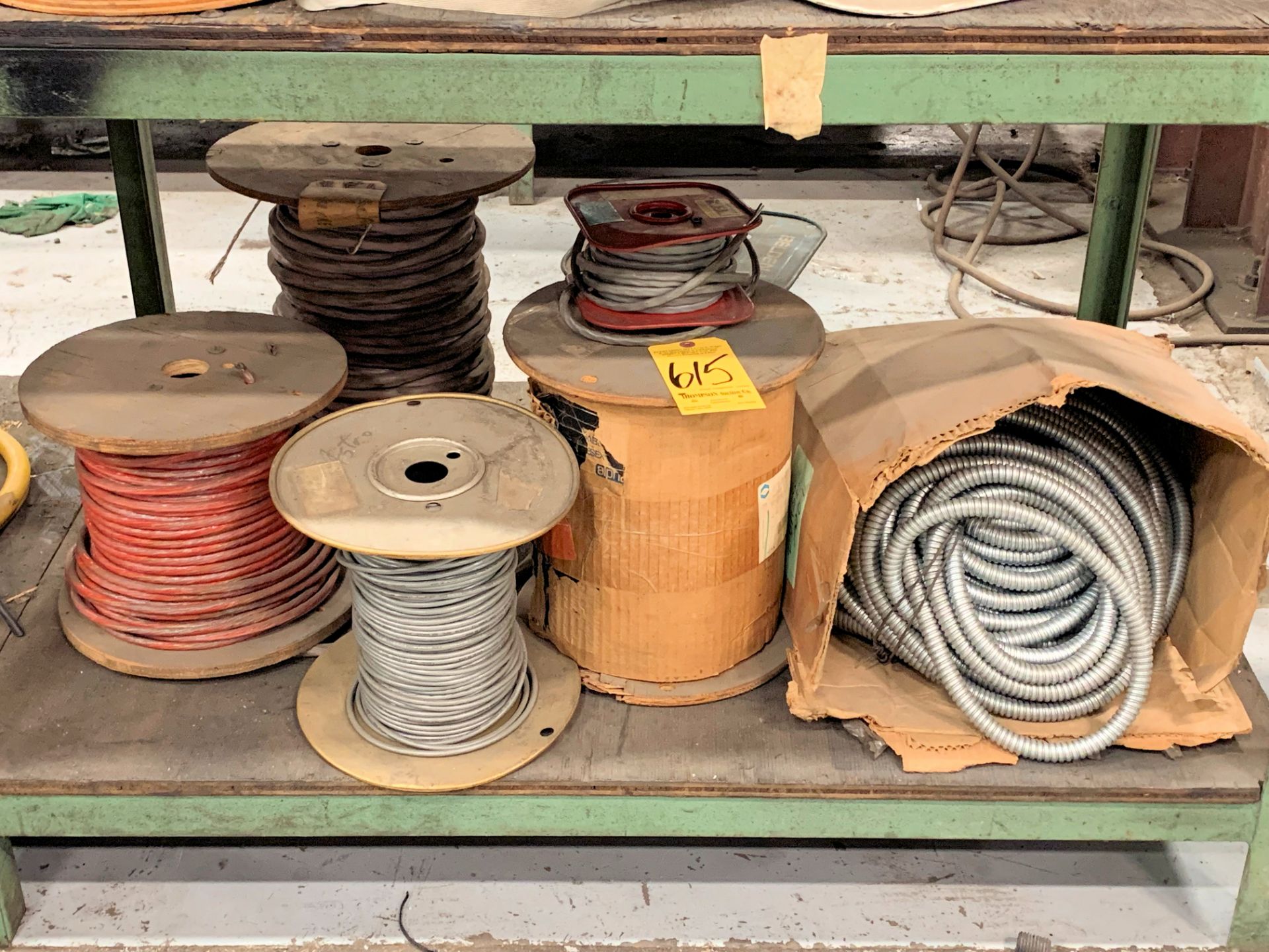 Lot-Various Spools of Electrical Wire in (1) Section Under (1) Bench